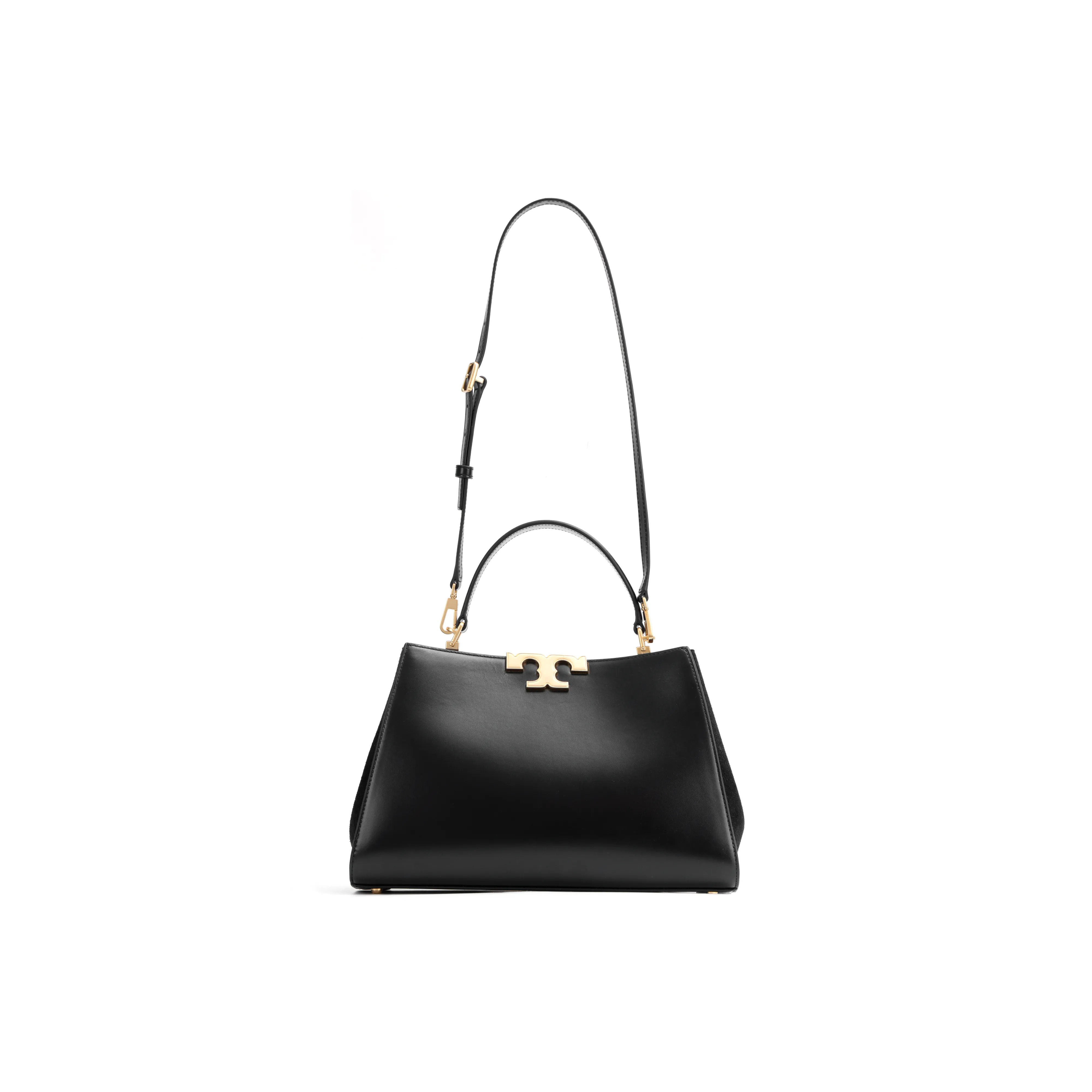 TORY BURCH Eleanor Leather, Suede Trim Shoulder Bag, Crossbody Bag, Handbag Regular Women's Black