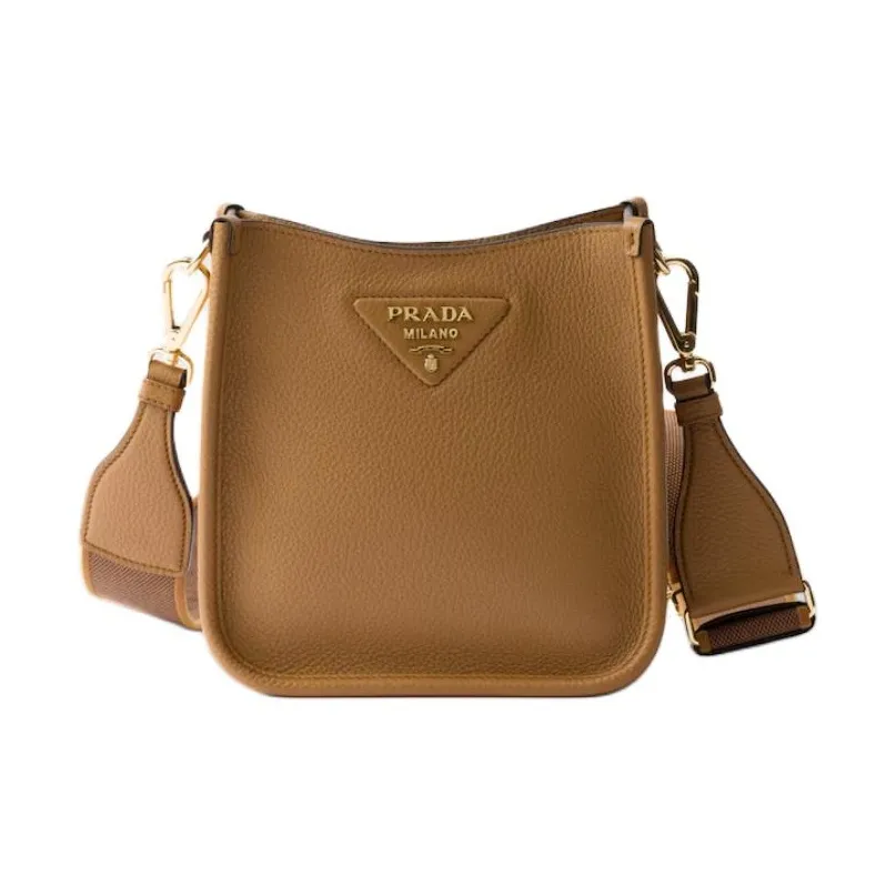PRADA Cow Leather Shoulder Bag Mini Women's Camel