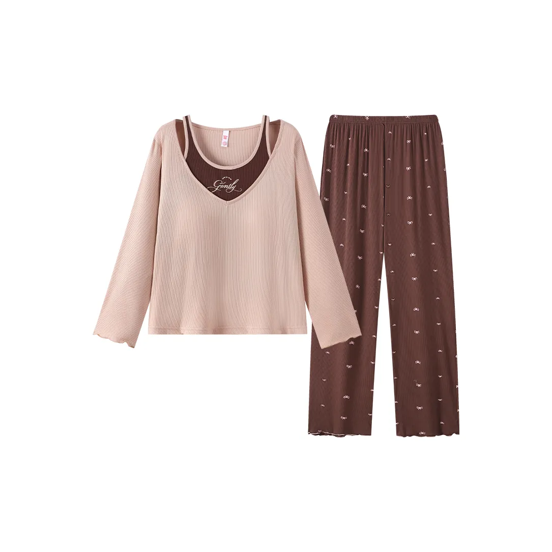 Gongdie Пижамный комплект женский коричневый