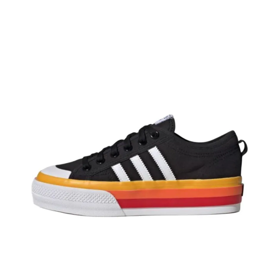 Adidas Originals Nizza Platform Slip-resistant Abrasion-resistant Low Top Skateboard Shoes Unisex Black Adidas Originals Nizza Platform Slip-resistant Abrasion-resistant Низкие Скейтборд Кроссовки Унисекс Черные