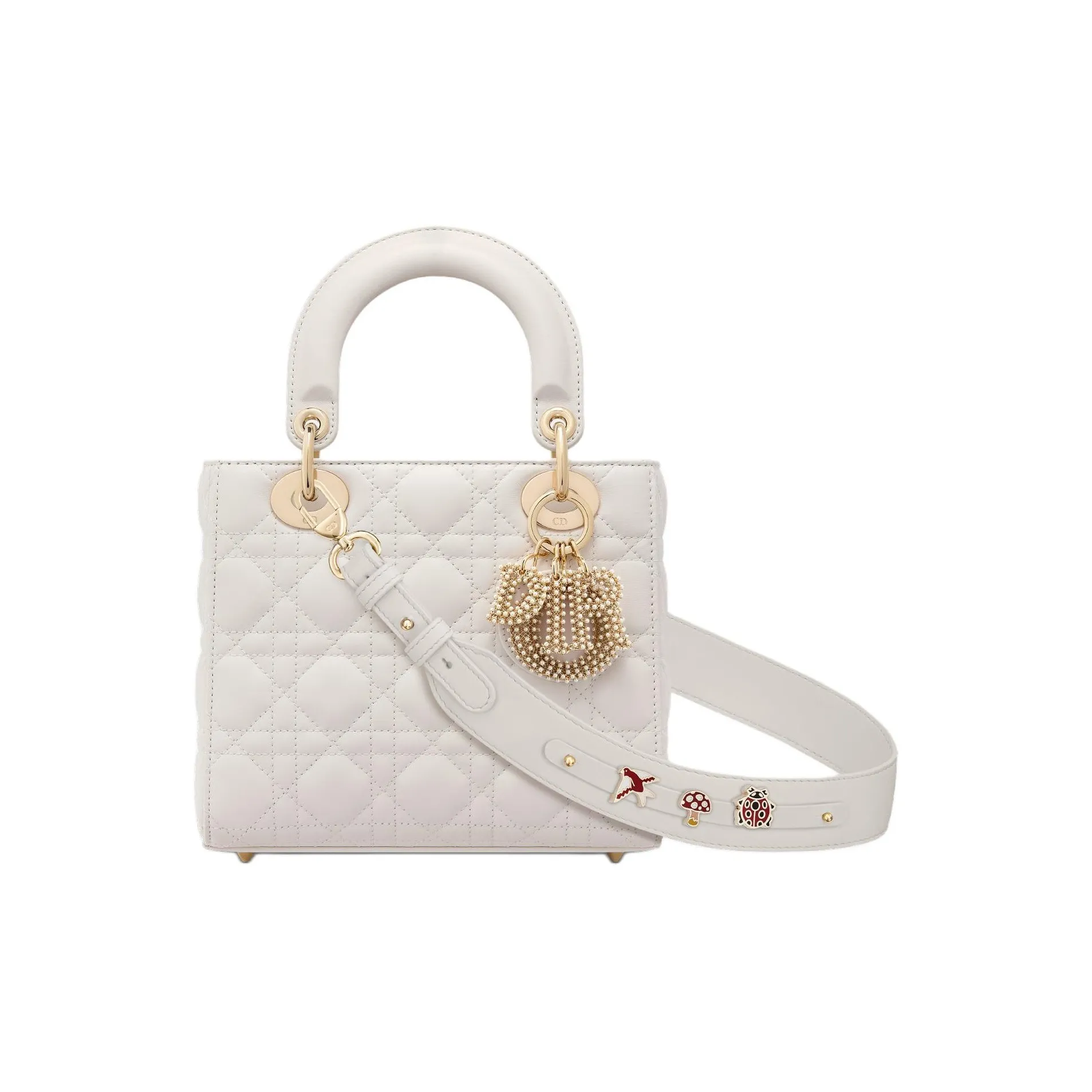 DIOR Lady Dior My ABCDior Sheepskin Lady Dior Bag, Shoulder Bag, Crossbody Bag, Handbag Trumpets Women's White