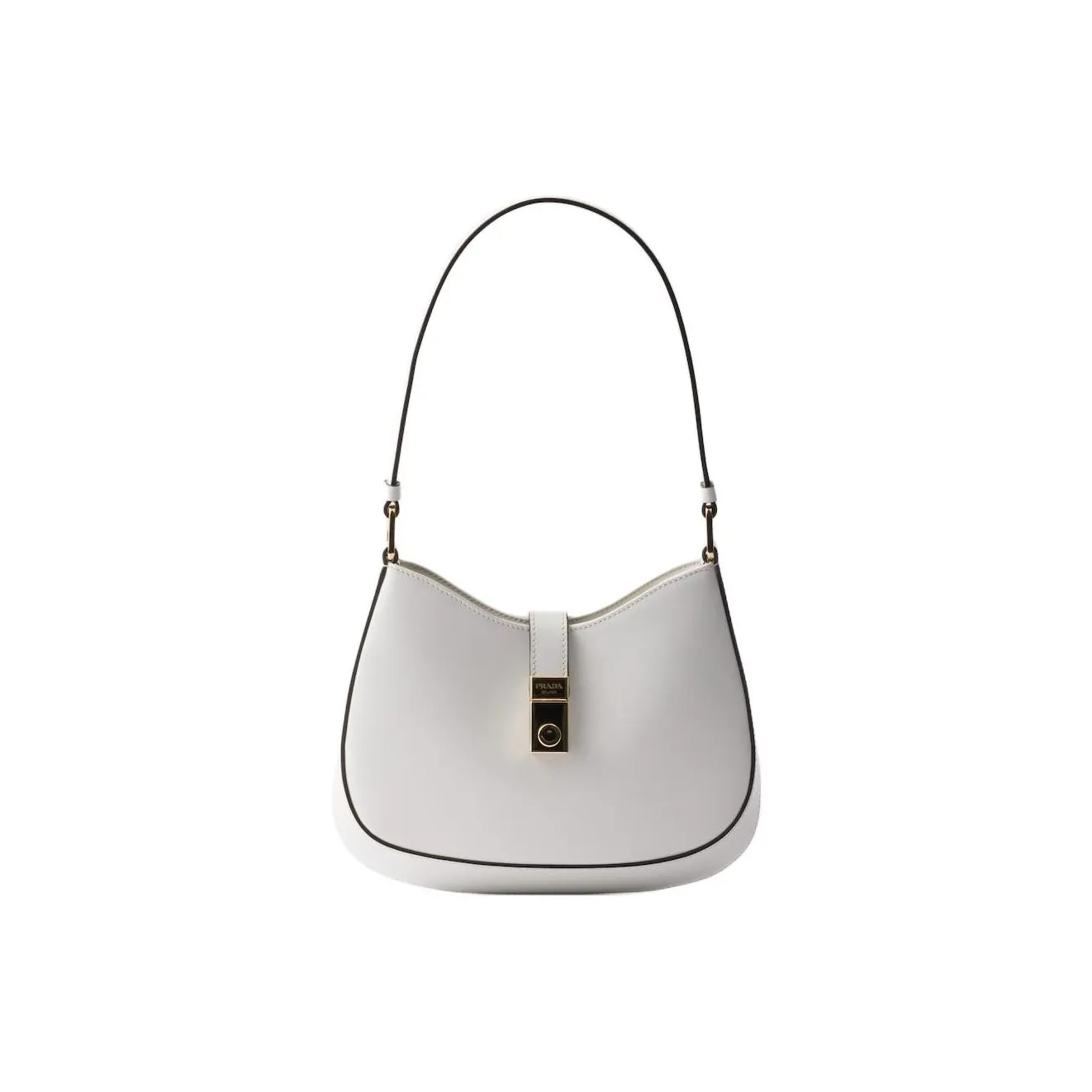 PRADA Cleo Calfskin Handbag, Shoulder Bag Women's White