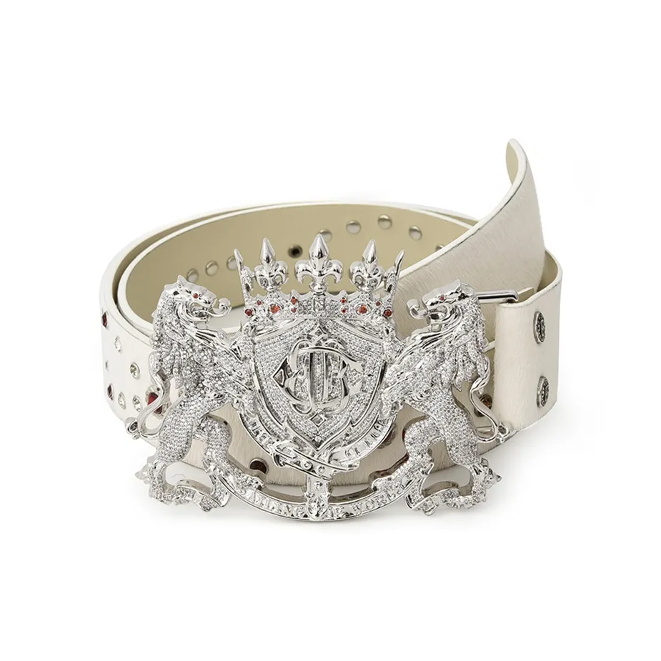 BIRTH OF ROYAL CHILD Leather Belts Unisex White Width  4cm