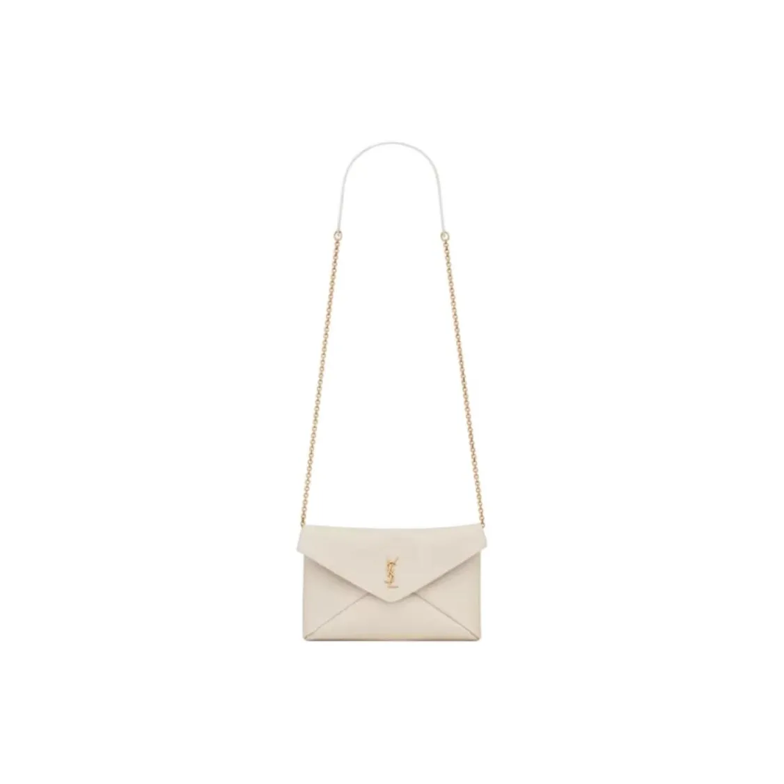 SAINT LAURENT CASSANDRE Sheepskin Shoulder Bag Small Size Women's Vintage White