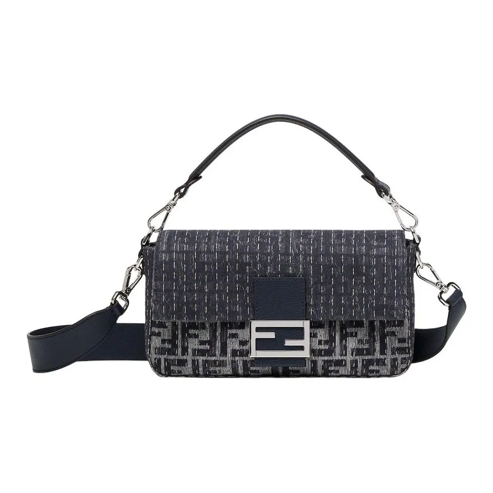 FENDI Denim Long Rod Bag, Shoulder Bag, Crossbody Bag, Handbag Men's Blue