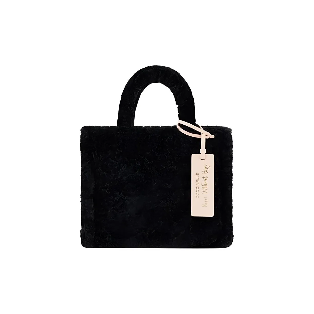 COCCINELLE Ткань Коровья Кожа Тоут Сумка Сумка для покупок Сумка через плечо Сумка Маленькая Женская Черная