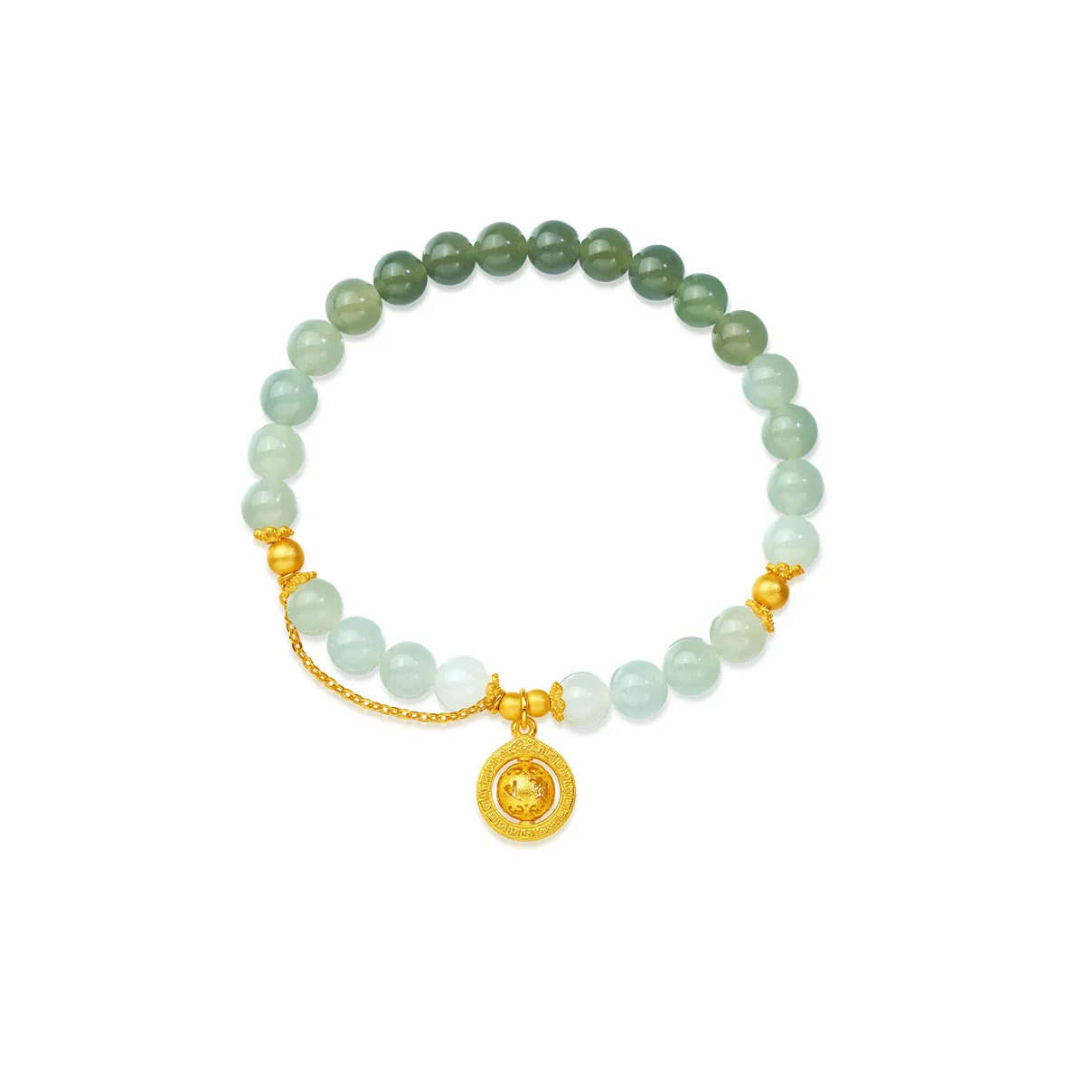 ME LUXE Elastic String Bracelet, Adjustable, New Chinese Style Fashion Pale Greenish White Jade Women's
