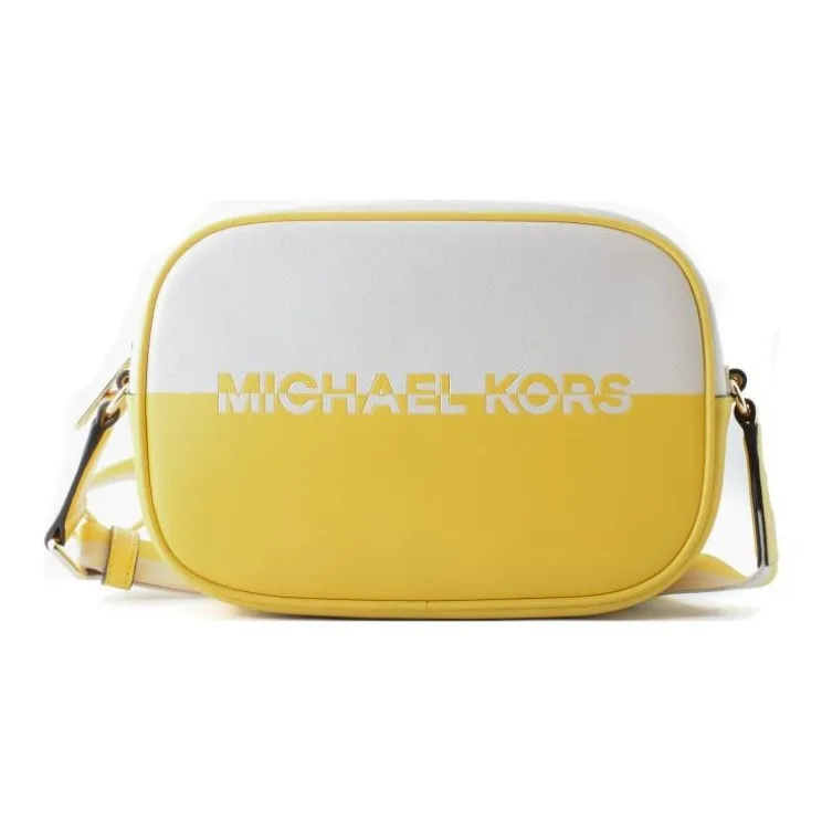 MICHAEL KORS Canvas Crossbody Bag, Shoulder Bag Women's White & Yellow