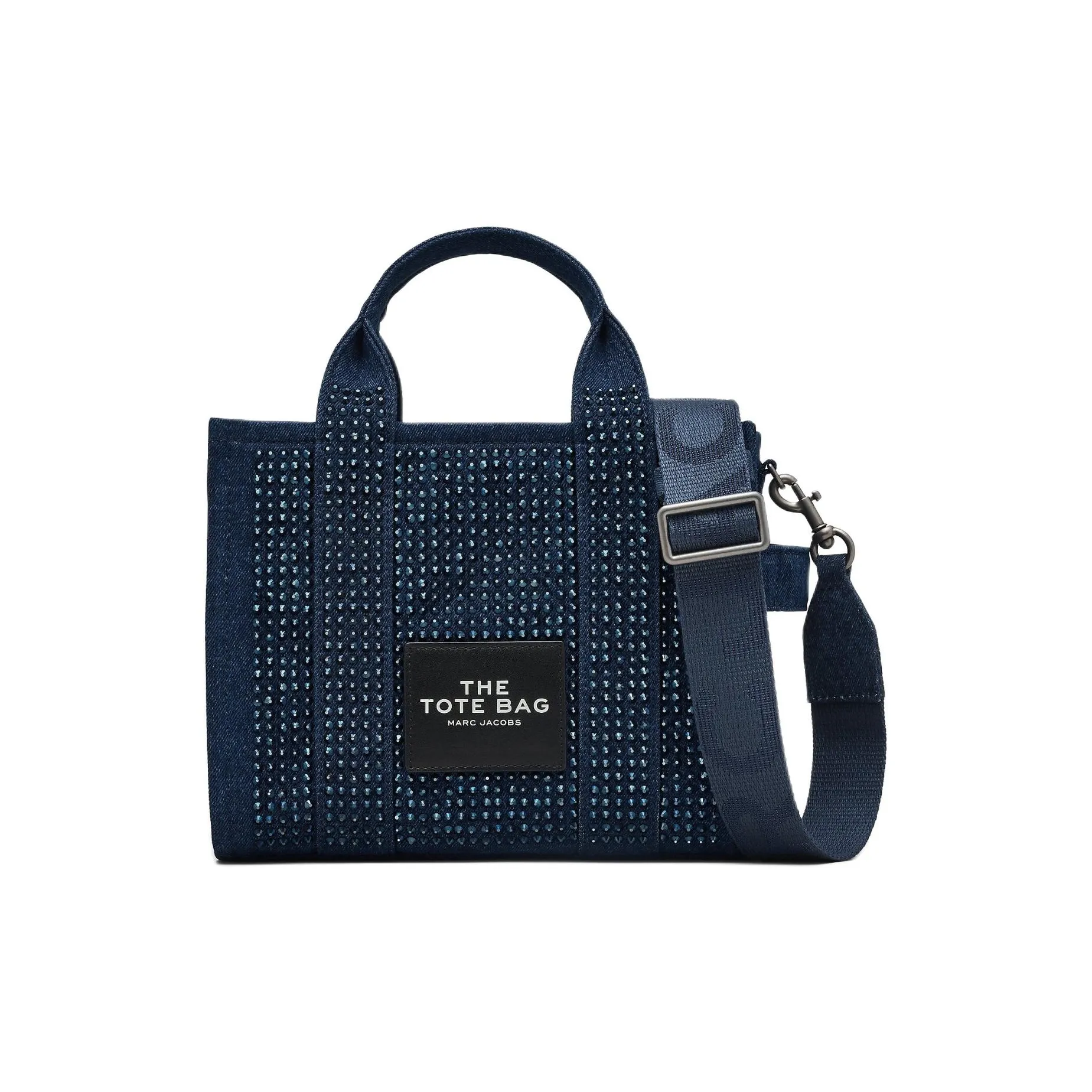 MARC JACOBS The Small Tote Denim Crystal Dark Wash Blue