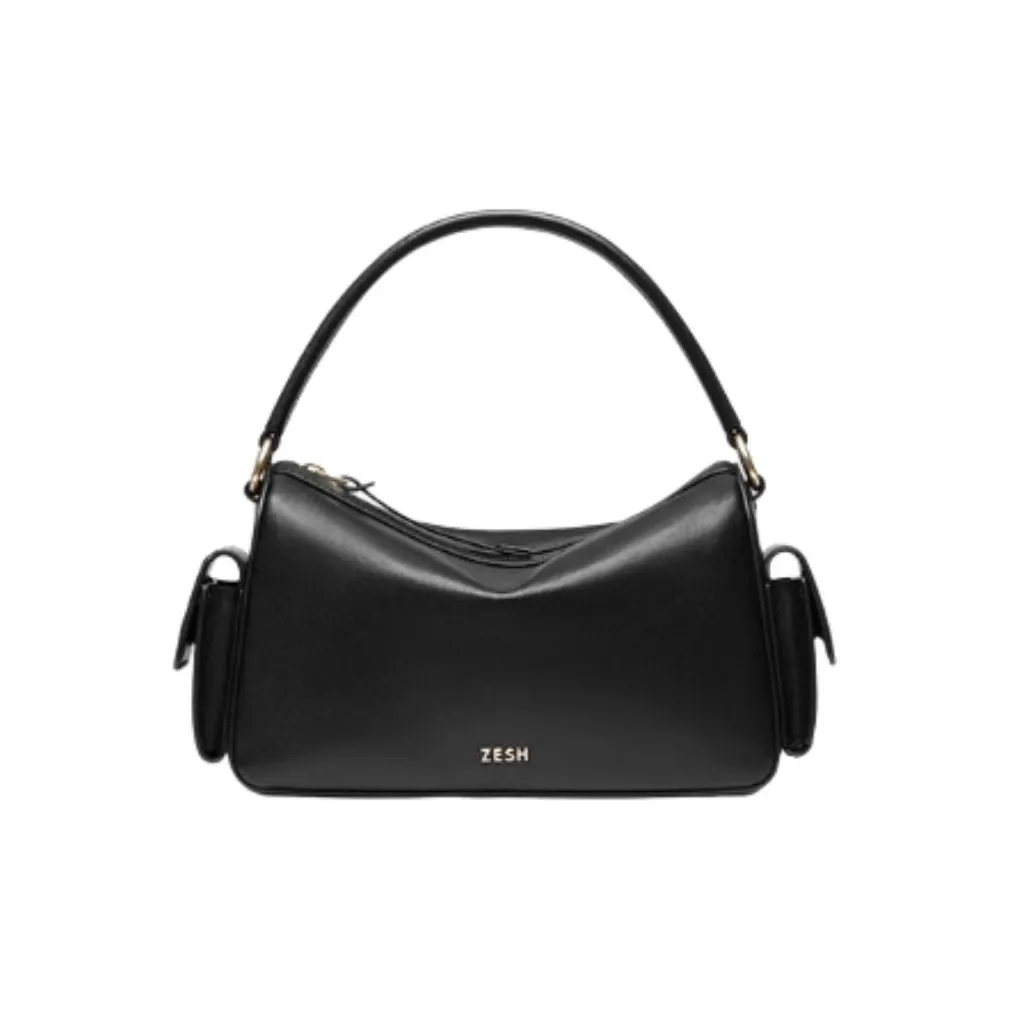 ZESH Растительное дубление Коровья кожа Сумка Маленькая Женская Коричневая Черная