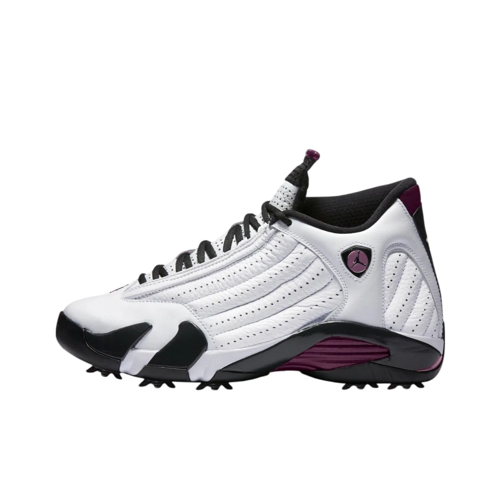 Jordan Air Jordan 14 Противоскользящая Устойчивая к износу MID Топ Обувь для гольфа Унисекс Белый