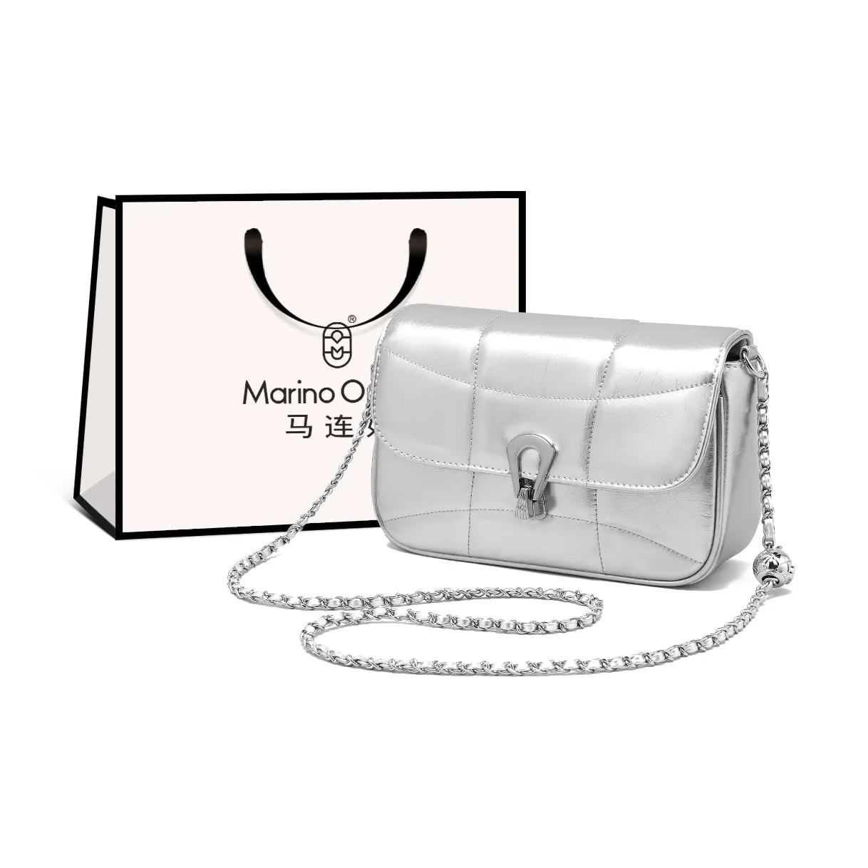 MARINO ORLANDI Премиум Синтетическая кожа Сумка через плечо Женская Черная Серебряная