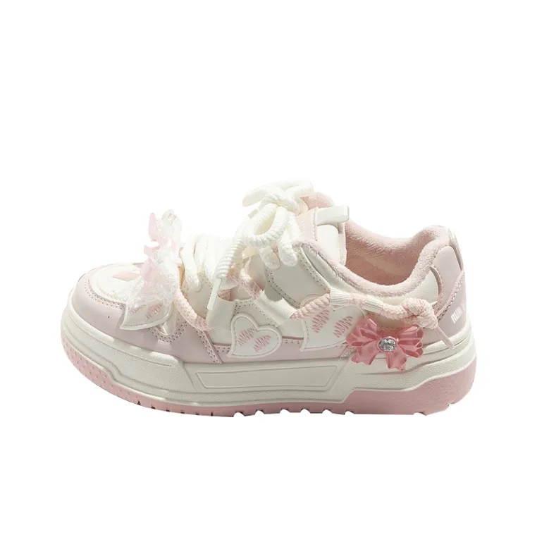 RUN MANNER Height Increasing Lightweight Low Top Skateboard Shoes Women's Pink