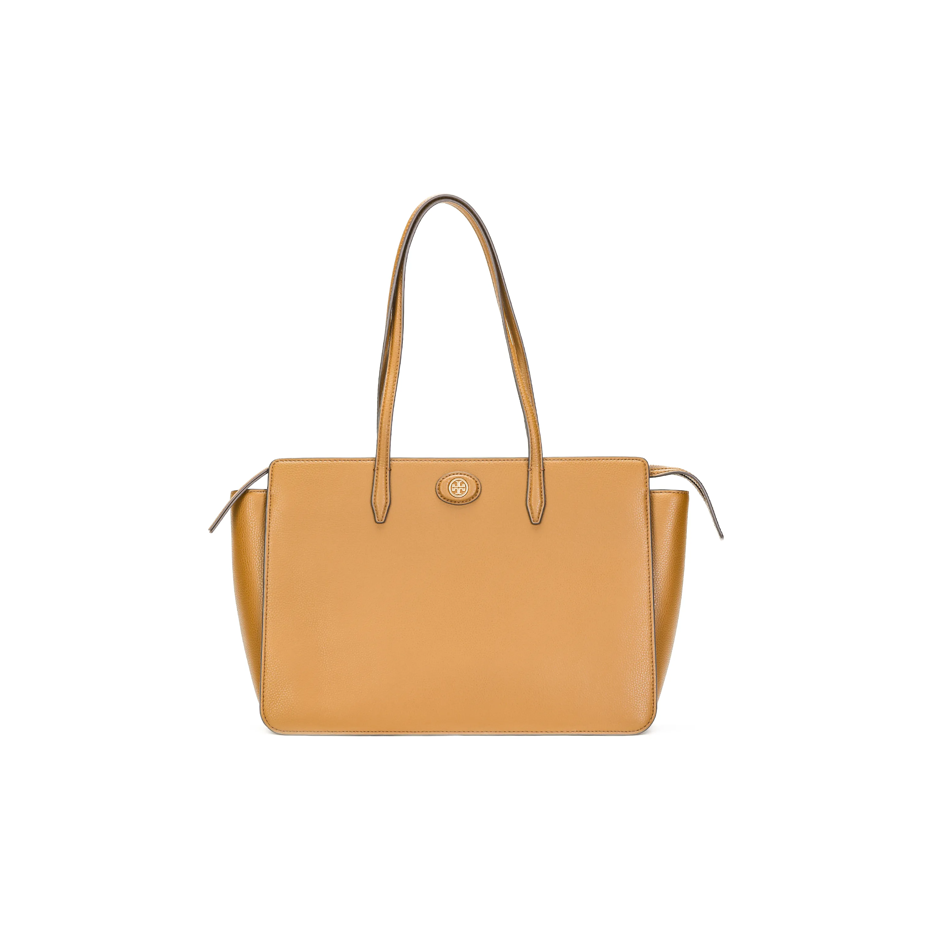 TORY BURCH Robinson Litchi Grain Leather Tote Bag, Shopping Bag, Handbag Tubas Women's Pub Brown