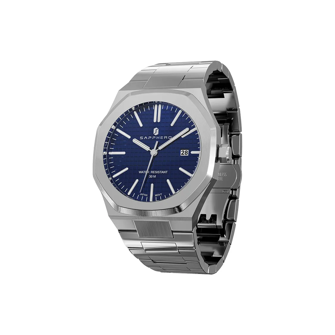 SAPPHERO Кварцевый механизм Мужские часы 42 мм Синий