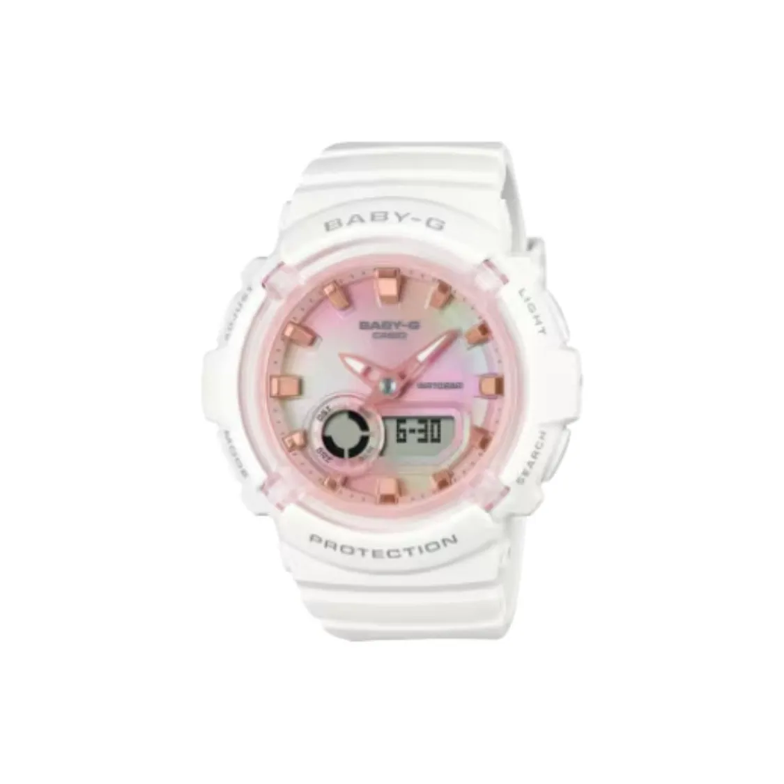 CASIO BGA 280 Collection Кварцевый механизм Смольный ремешок Часы для женщин Розовый циферблат