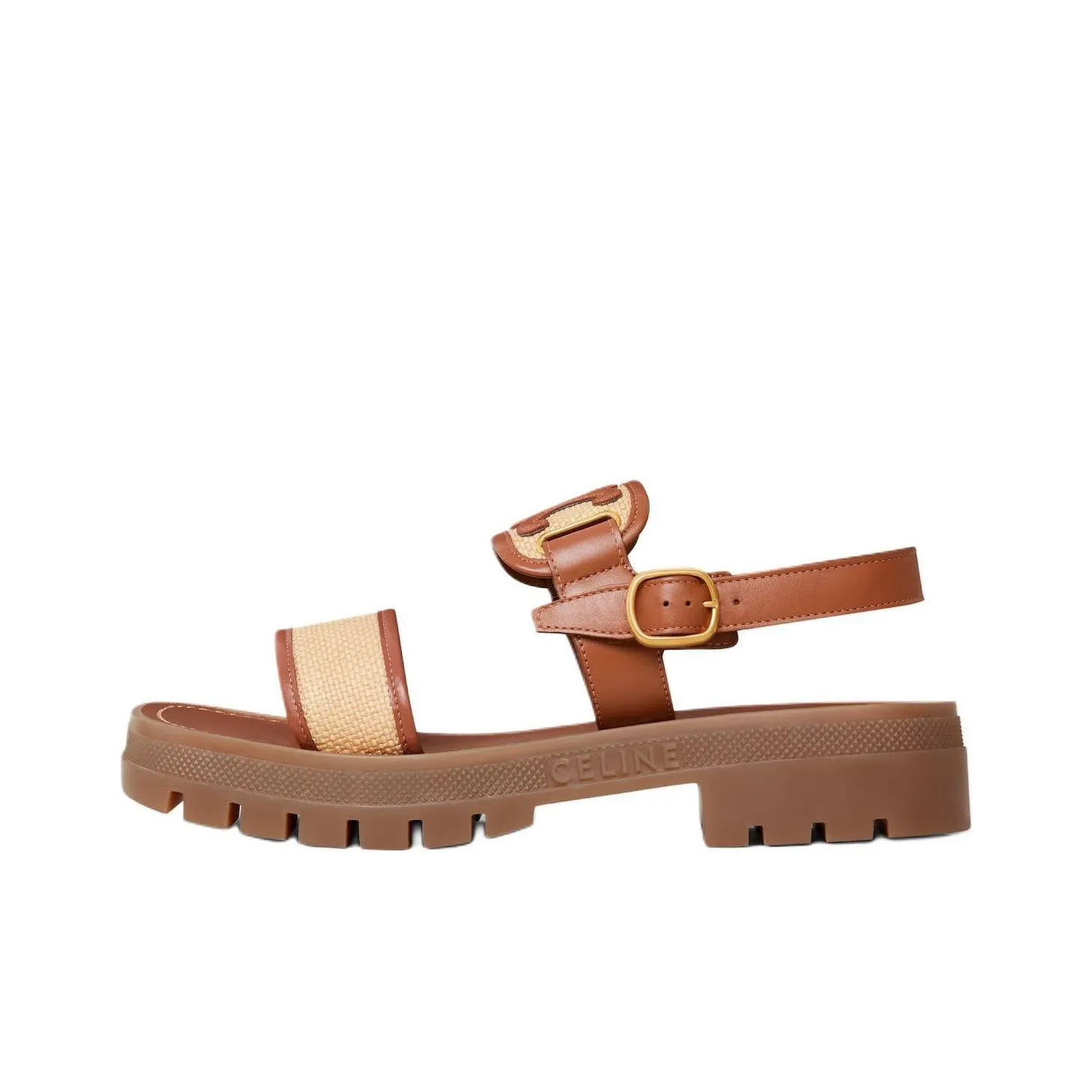 CELINE Clea Triomphe One Strap Sandals 4cm Women's Brown