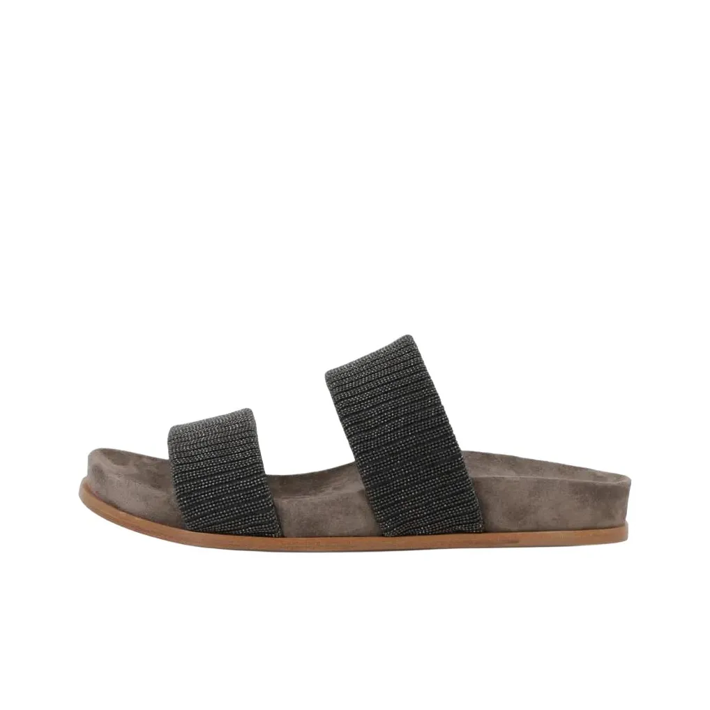 Brunello Cucinelli Precious Strap Slides Women's