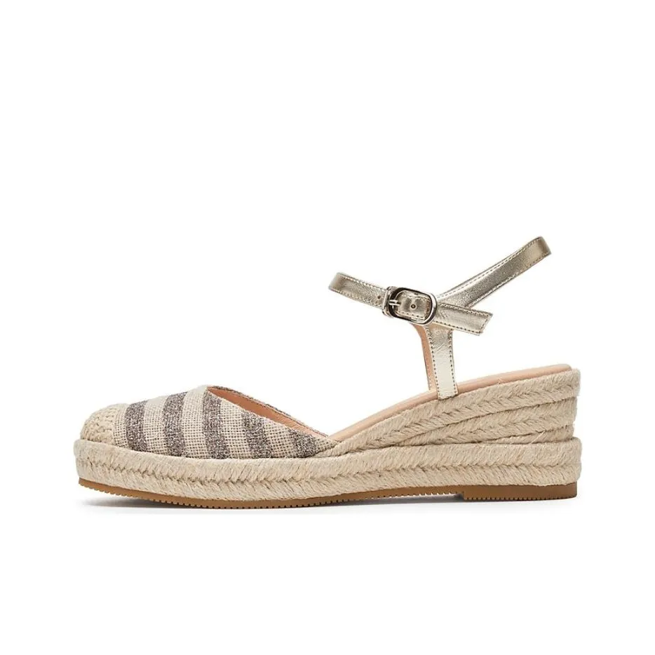 Staccato Натуральная соломенная ткань вязаные высокие каблуки 6 см женские