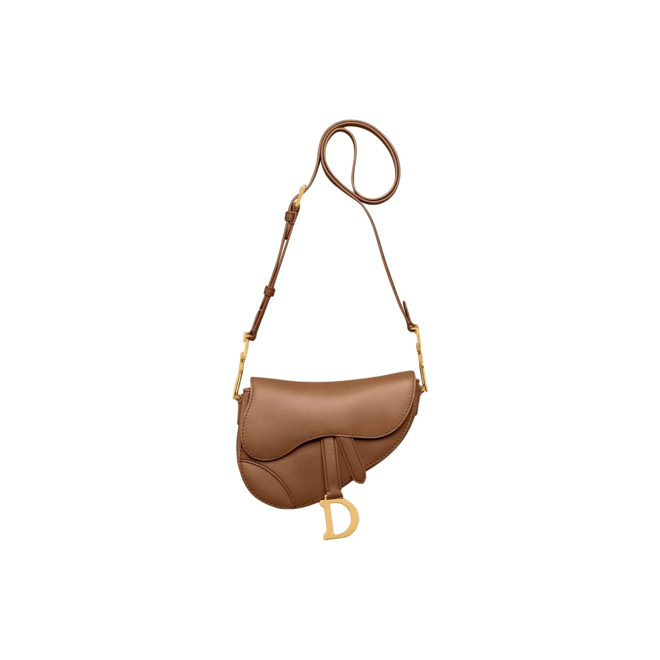 DIOR Saddle Calfskin Saddle Bag, Shoulder Bag, Crossbody Bag Mini Women's Camel Brown