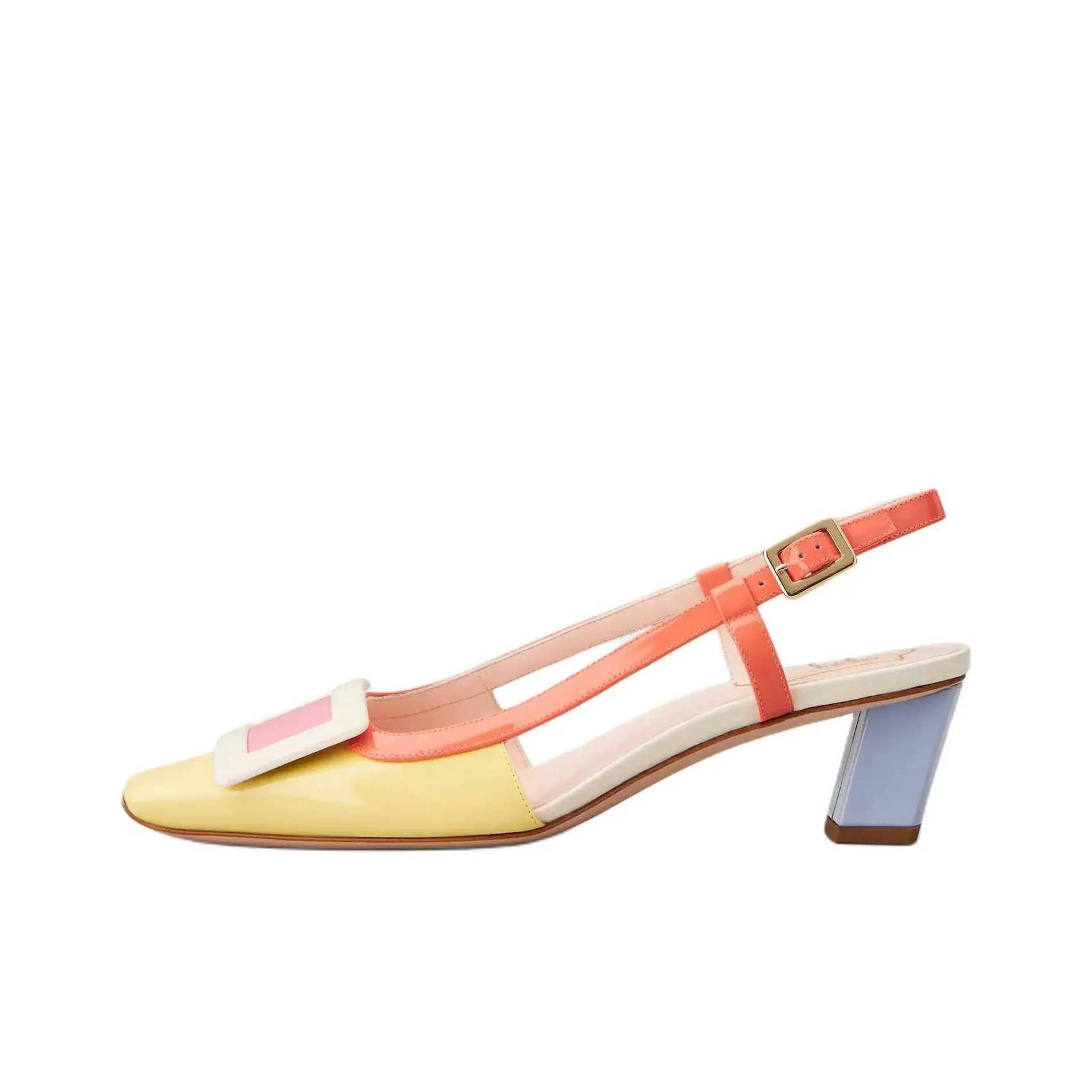 Roger Vivier Belle Vivier Block Heel High Heels 4.5cm Women's Yellow Blue