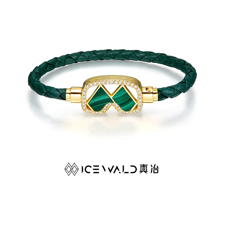 ICEWALD Malachite 925 Sterling Silver 18K Gold Plated Bracelets Women's Green