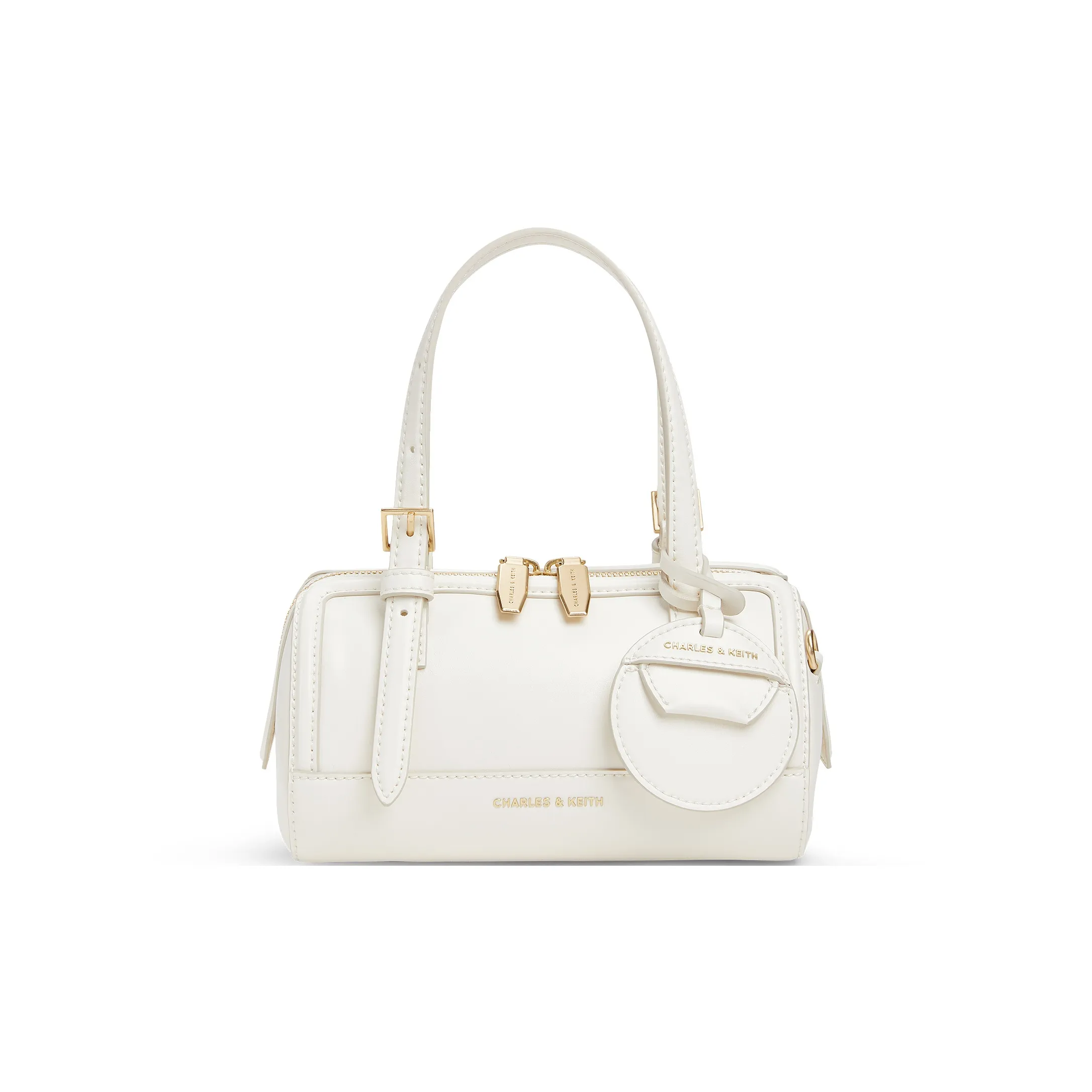 CHARLES&KEITH PU Shoulder Bag, Crossbody Bag, Handbag Trumpets Women's Cream Milk White