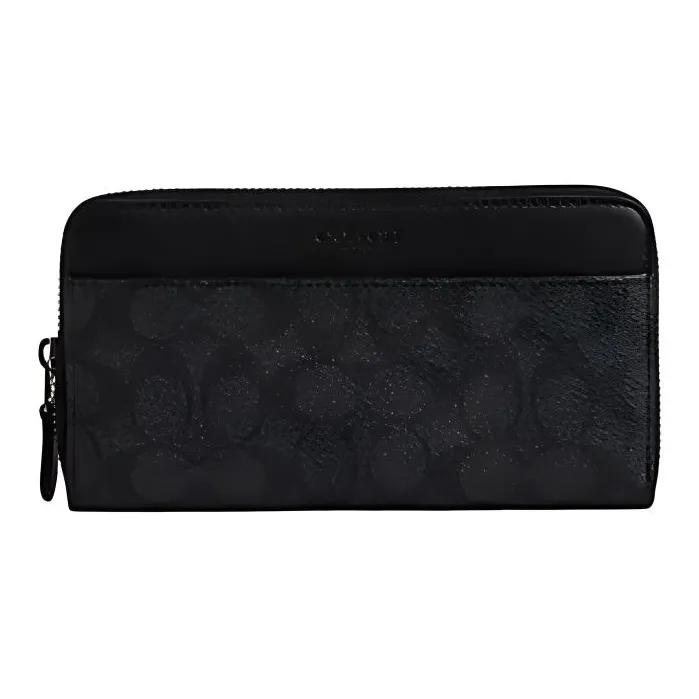 COACH Accordion Wallet Coated Canvas With Smooth Calfskin Wallet Men's Bronze & Charcoal & Black