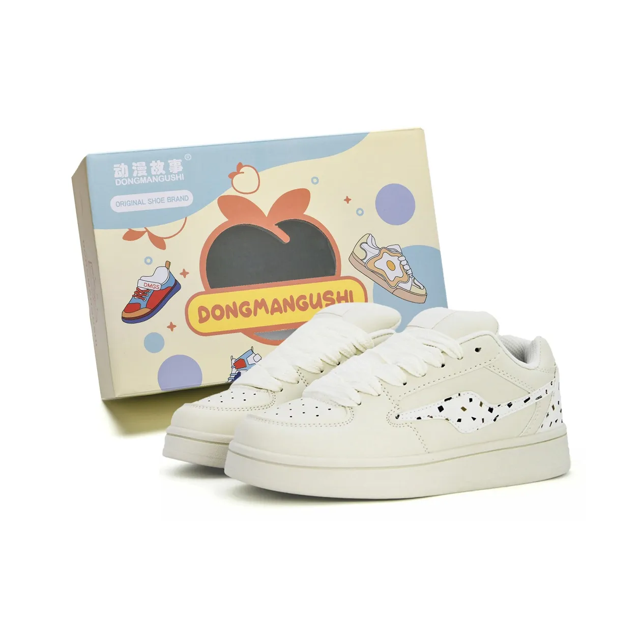Anime Story Anti-Slip Wear-Resistant Lightweight Breathable Low-Top Skateboard Shoes Women's Ice Cream Color