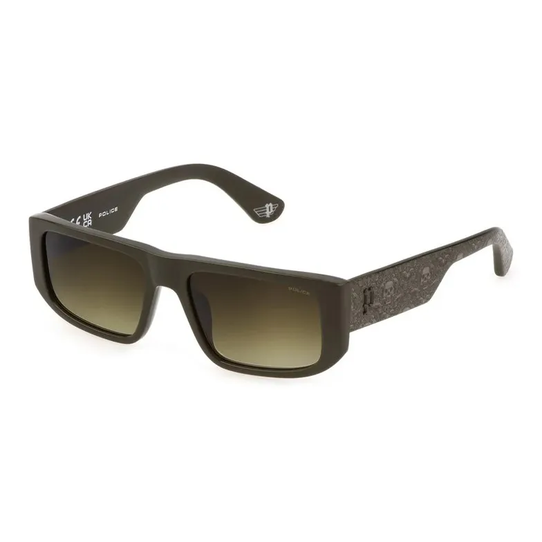 Police Acetate Rectangular Sunglasses Men's Green