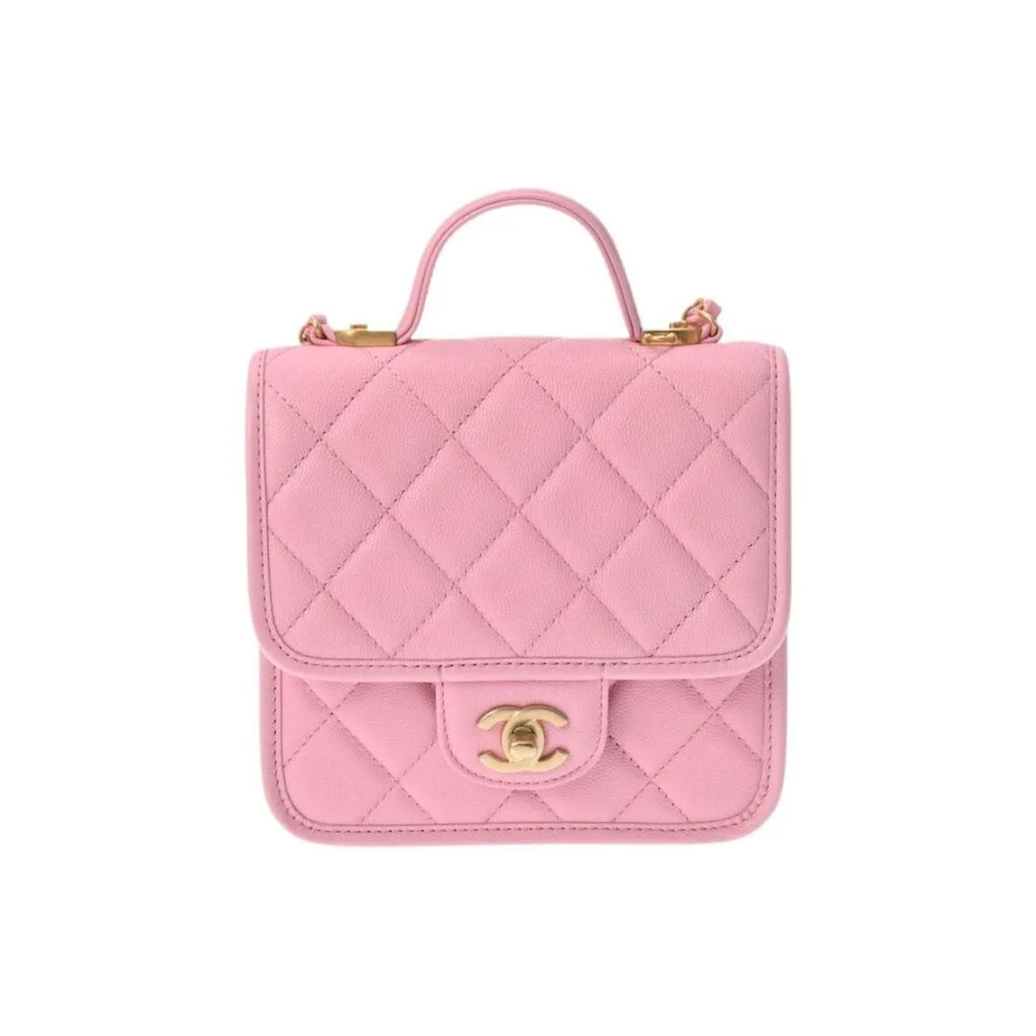CHANEL 22K Autumn And Winter Cow Leather Tofu Bag, Shoulder Bag, Crossbody Bag, Handbag Women's Coral Pink