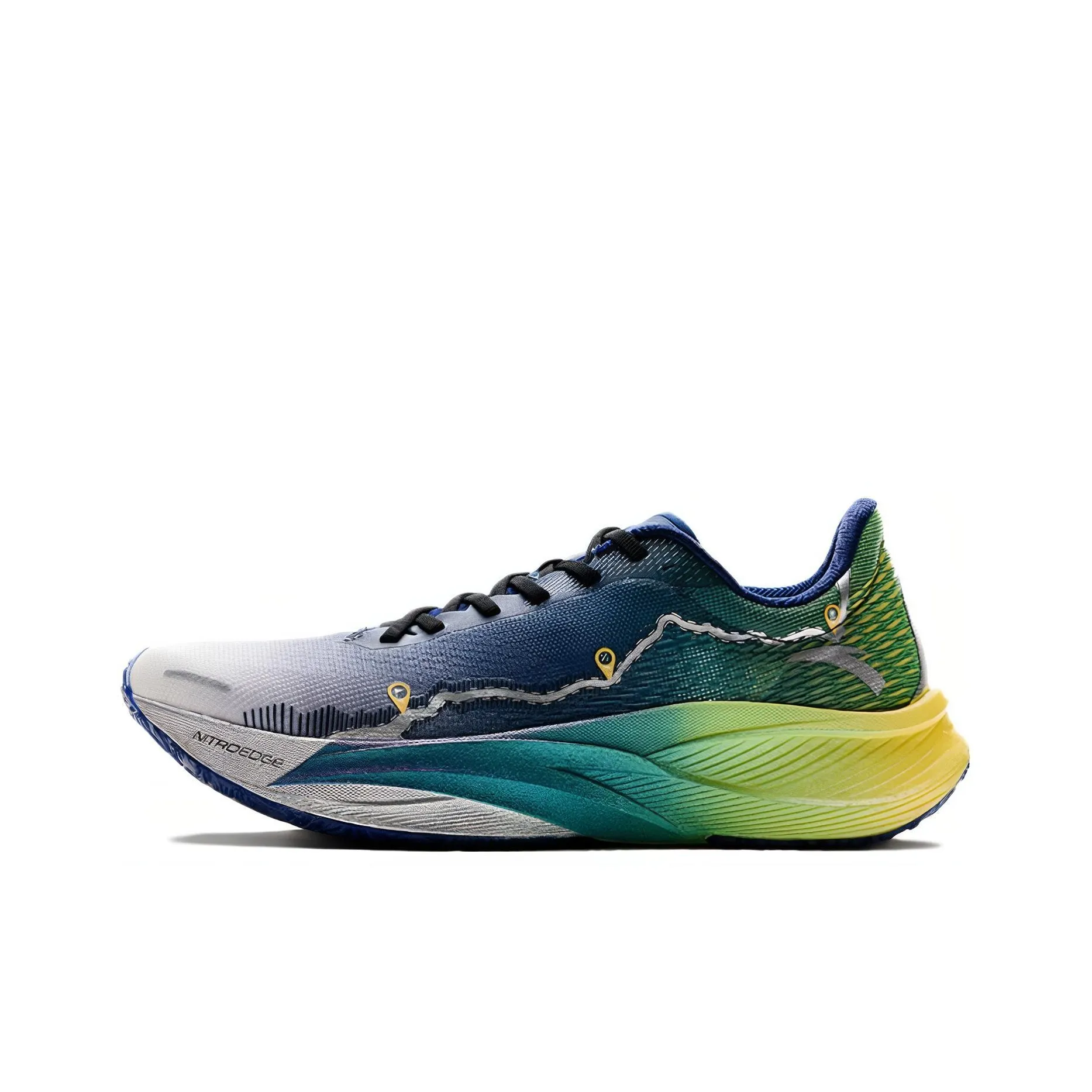 Anta C202 5th Gen Cushioning Rebound Slip Resistant Low Top Carbon Plate Marathon Running Shoes Men's White Blue Green