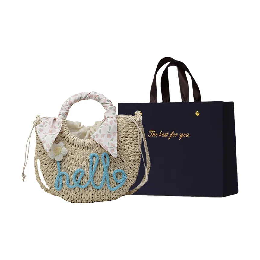 ZUONU Соломенная плетеная сумка через плечо женская синий фуксия розовый