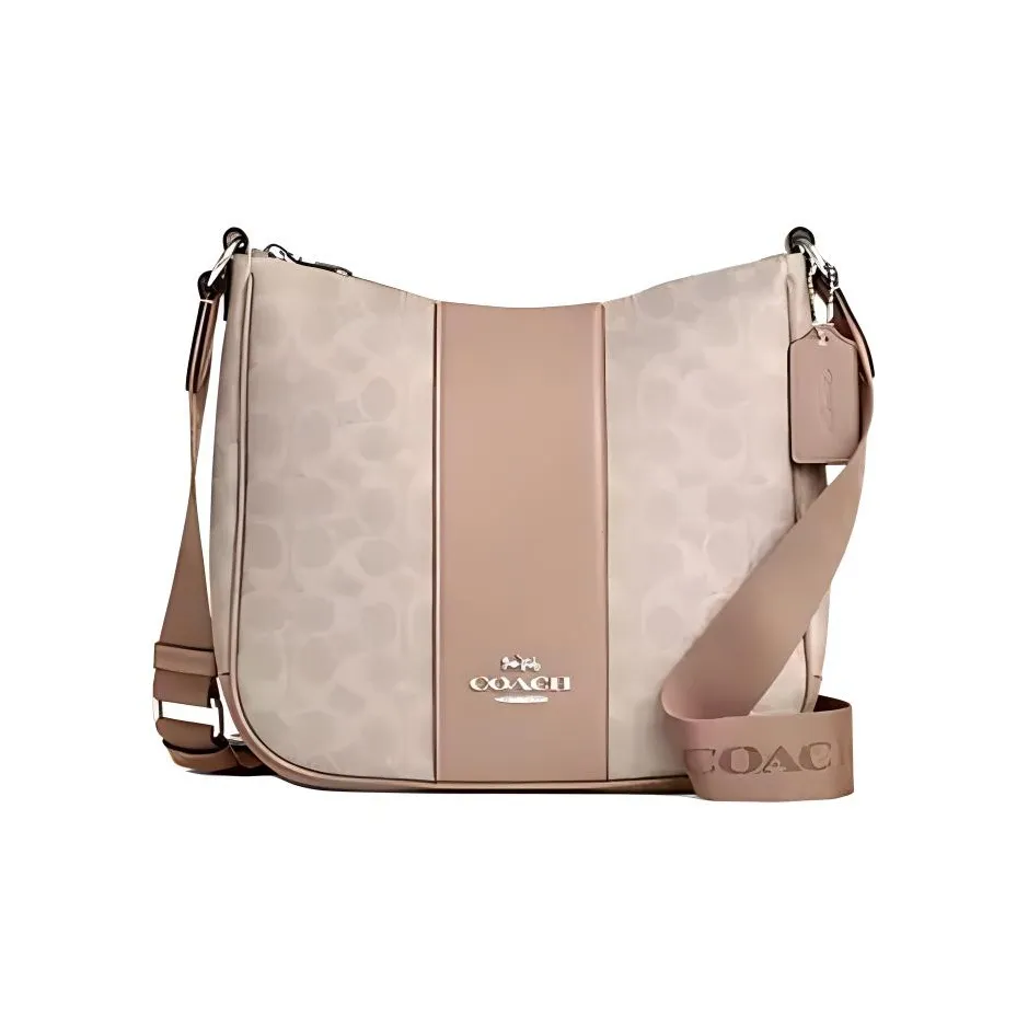 COACH Ellie Покрытие Холст Кожа Сумка через плечо Средняя Женская Телесный Розовый