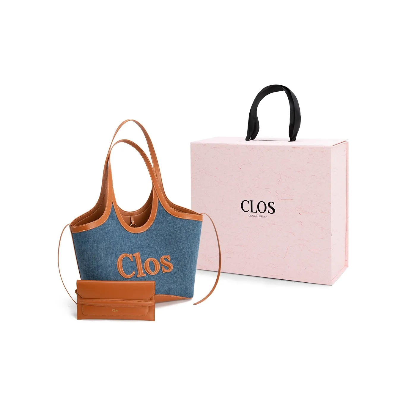 CLOS Пэчворк Холст Сумка-тоут Контрастный цвет Сумка через плечо Большая Женская Джинсовый синий