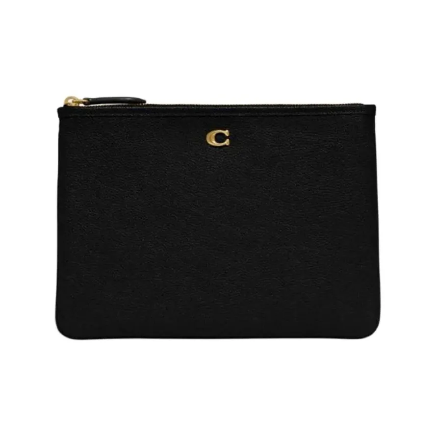 COACH Pouch Коровья кожа Маленькая сумочка Клатч Большой Унисекс Черный