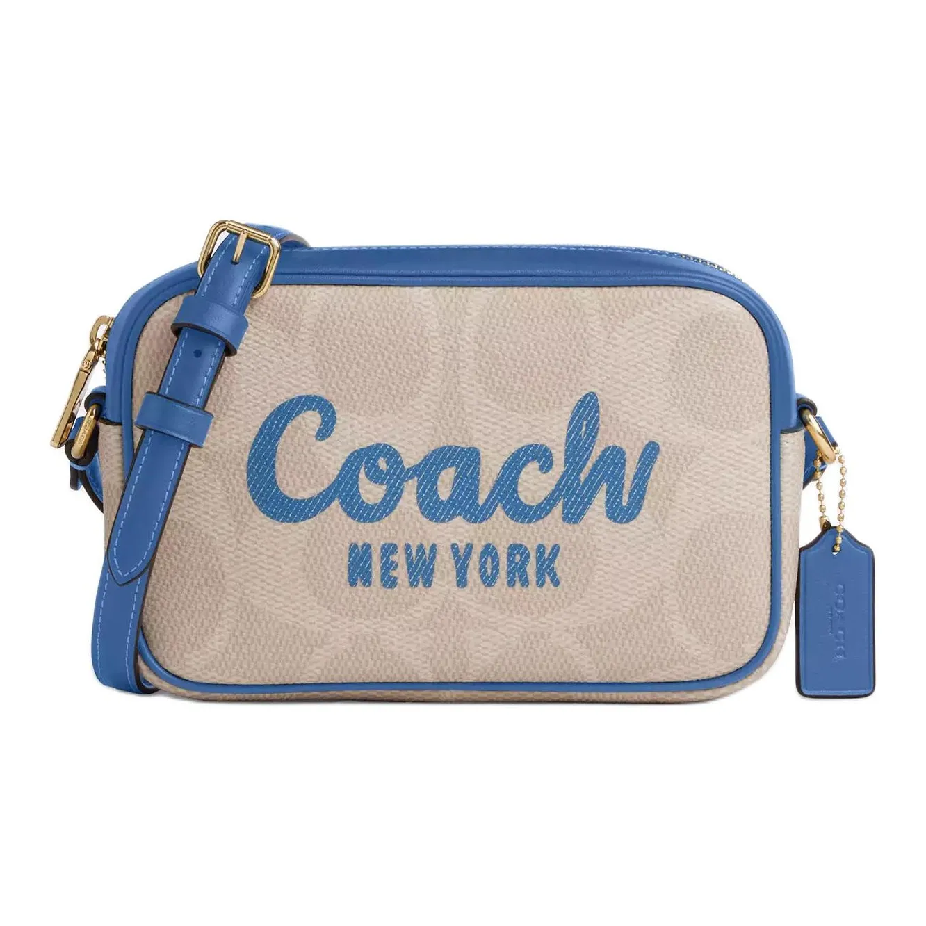 COACH Jamie Canvas Camera Bag, Crossbody Bag, Shoulder Bag Trumpets Women's White & Blue