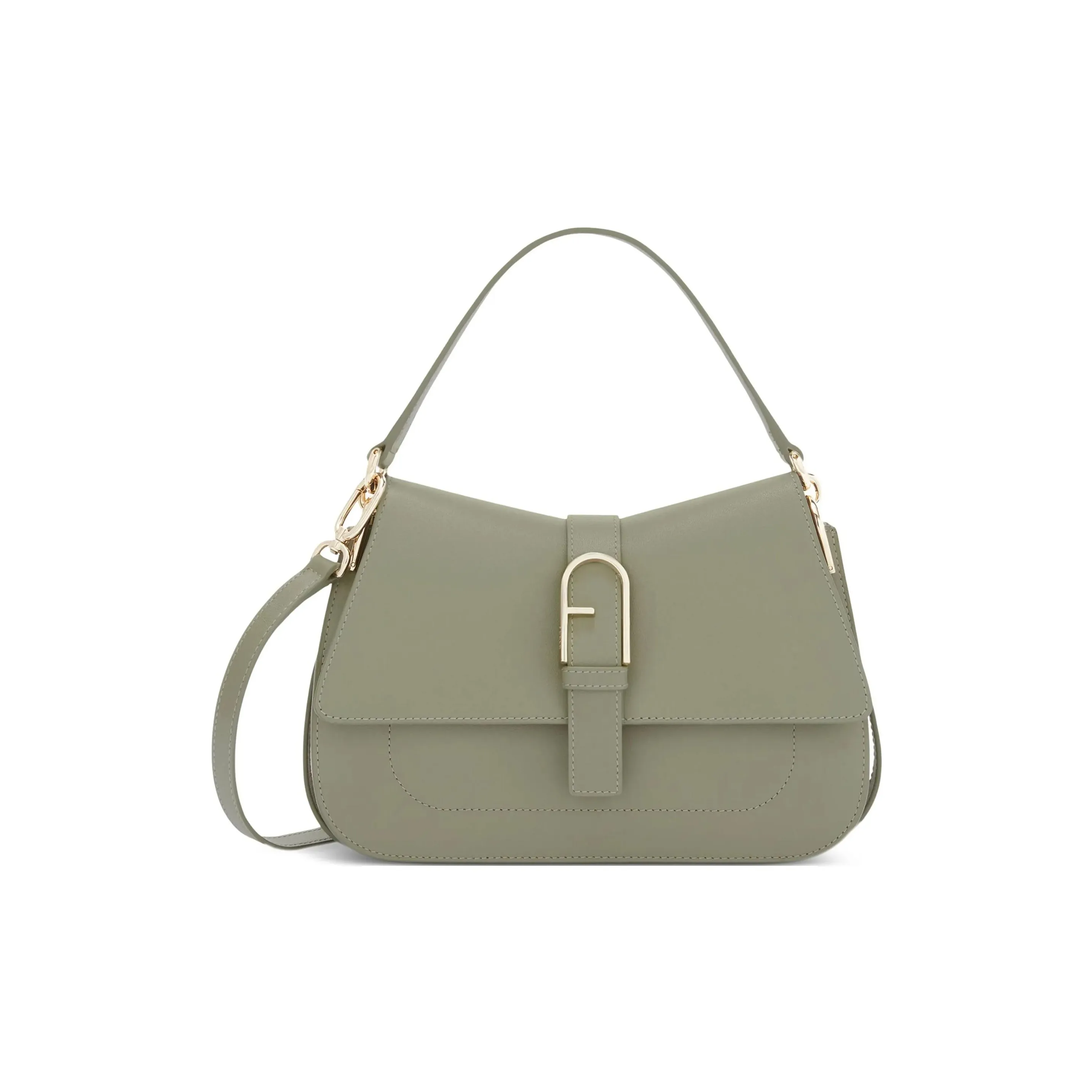 Furla Calfskin Shoulder Bag, Crossbody Bag, Handbag Medium Size Women's Green