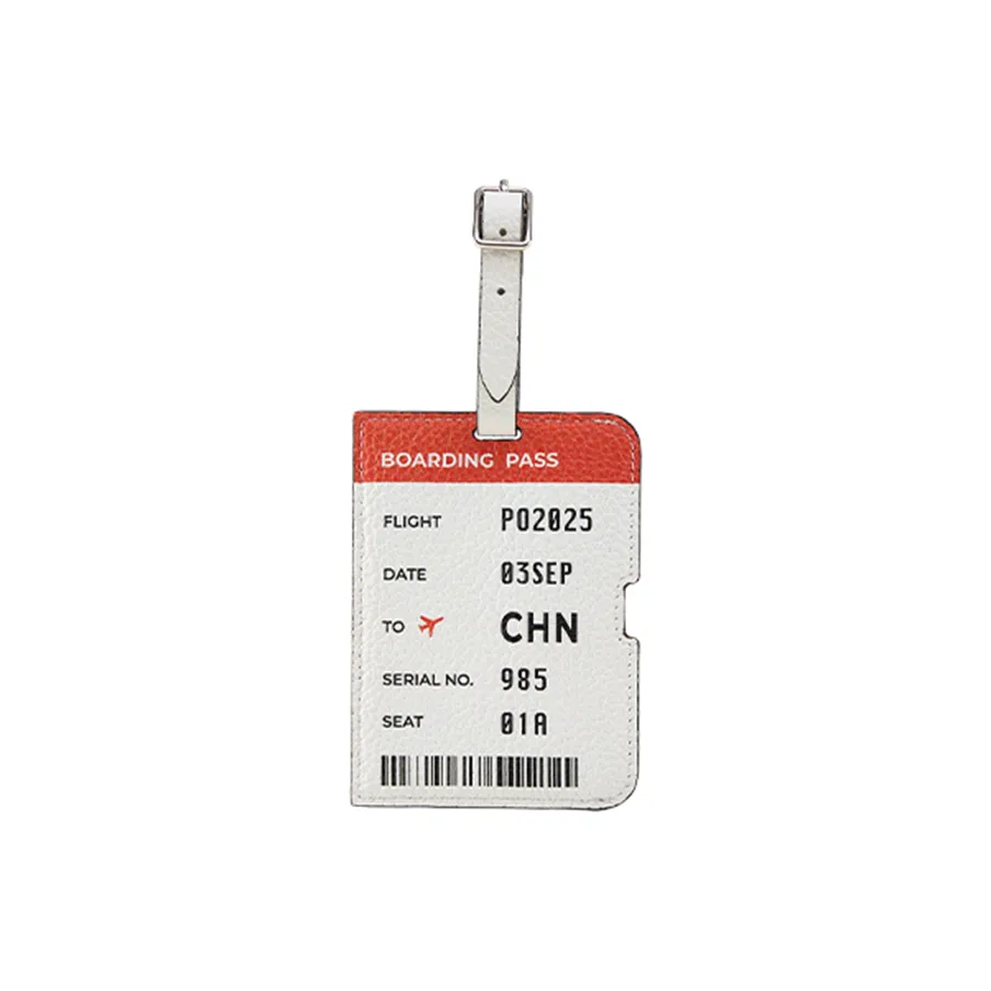 Cow Leather Luggage Tag Unisex White