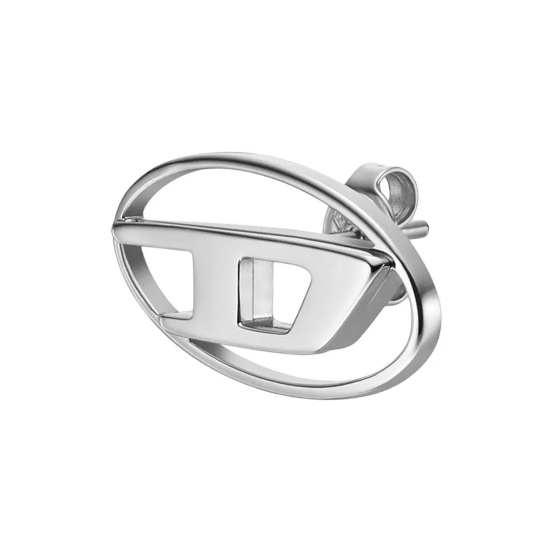 DIESEL Серьги-гвоздики из нержавеющей стали унисекс серебряные