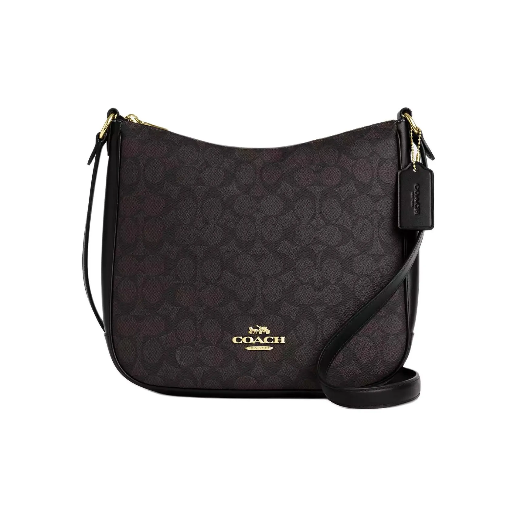 COACH Ellie Coated Canvas Crossbody Bag, Shoulder Bag Tubas Women's Black & Red