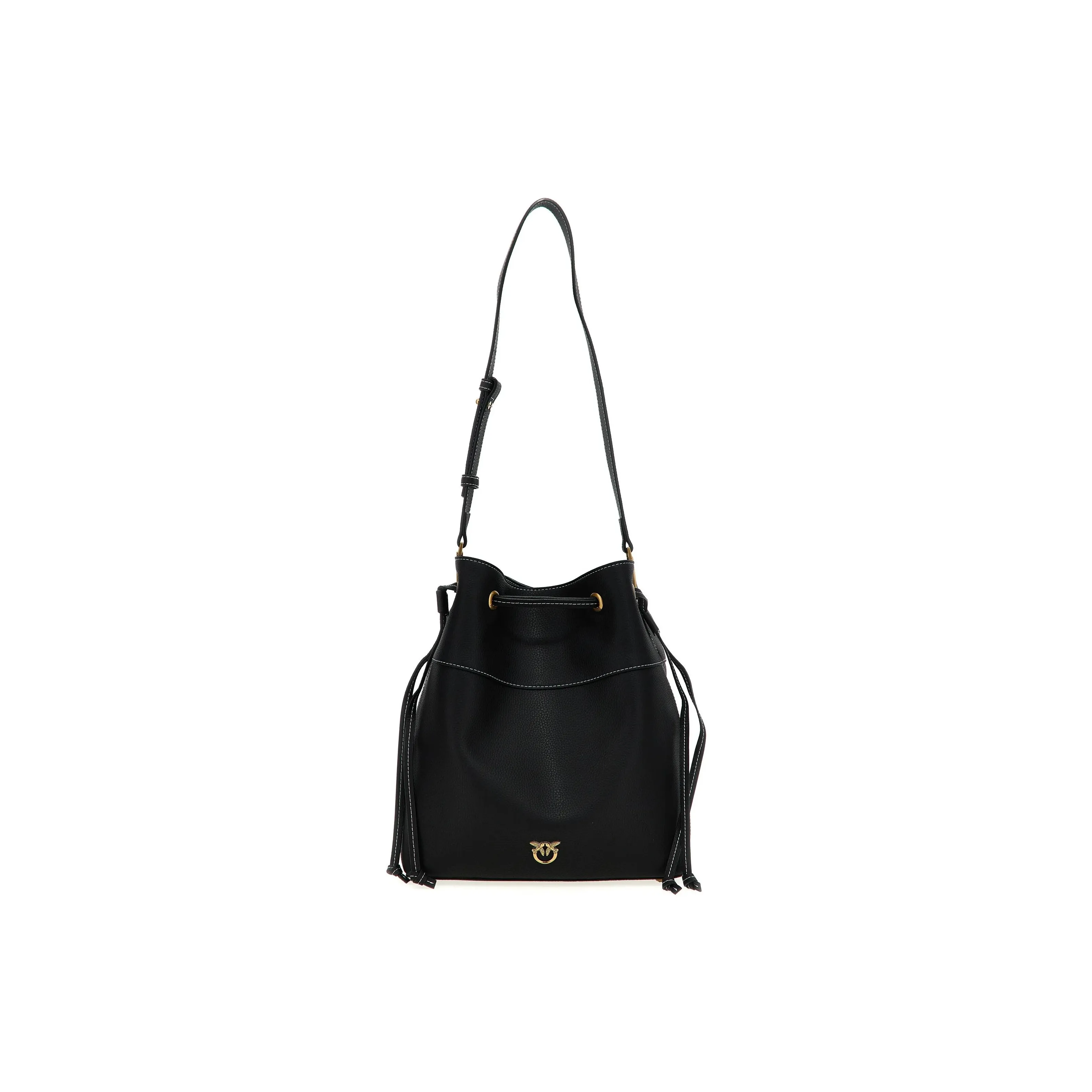 PINKO Телячья кожа Ведрообразная сумка Сумка Сумка через плечо Женская Черная