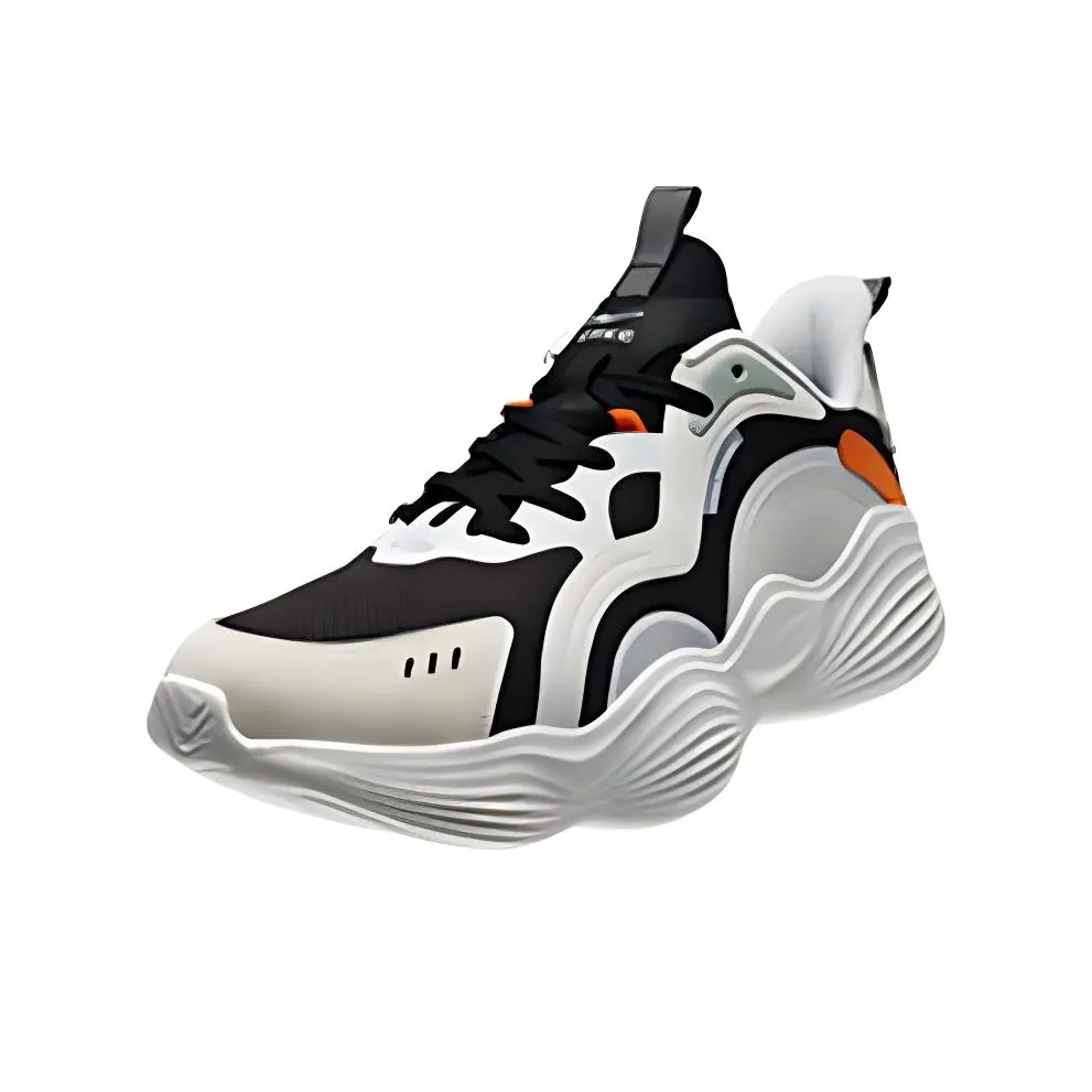 Erke Cushioning Wear-Resistant Low-Top Casual Running Shoes Men's Black White