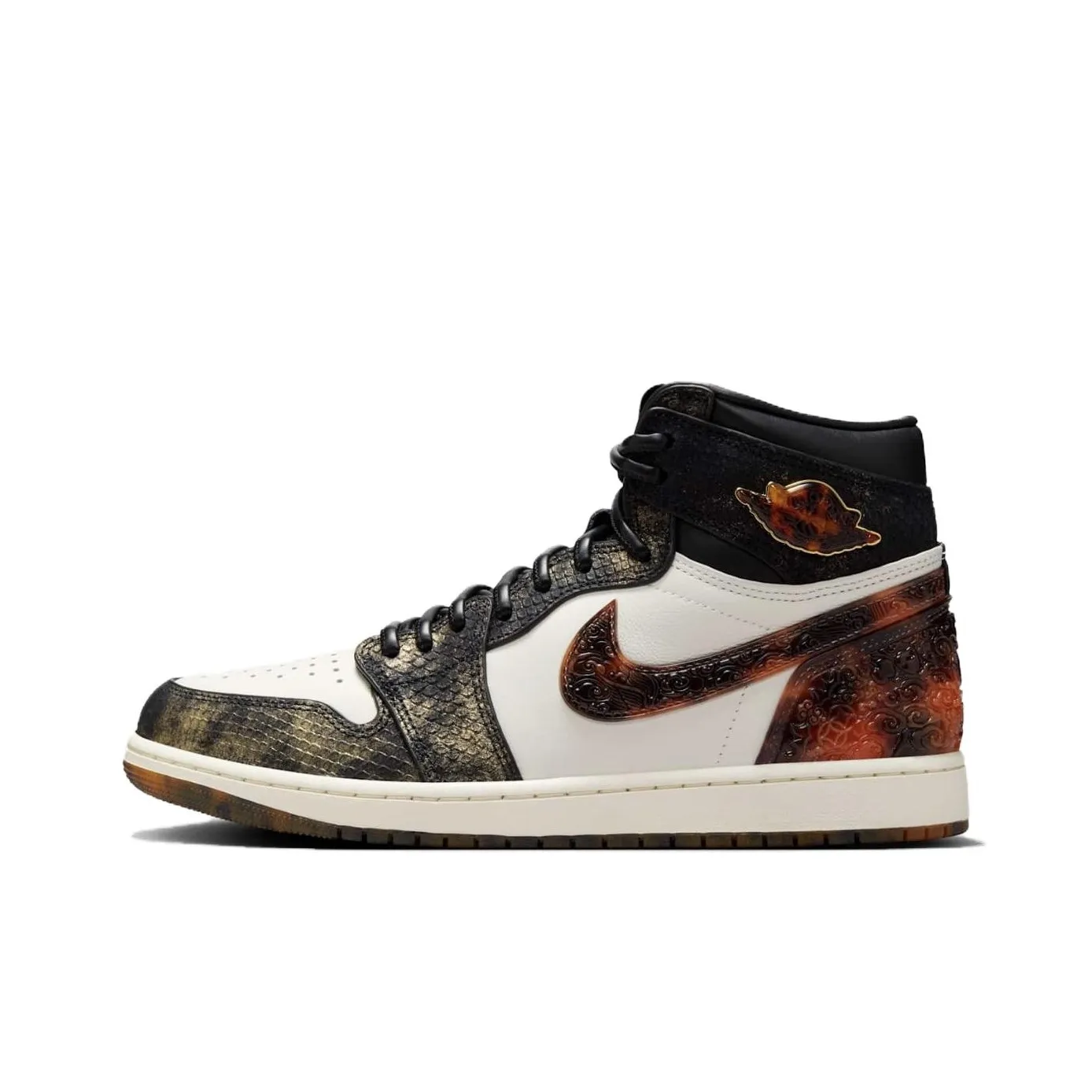 Jordan Air Jordan 1 Anti Slip Wear Resistant High Top Vintage Basketball Shoes Unisex Black White Orange