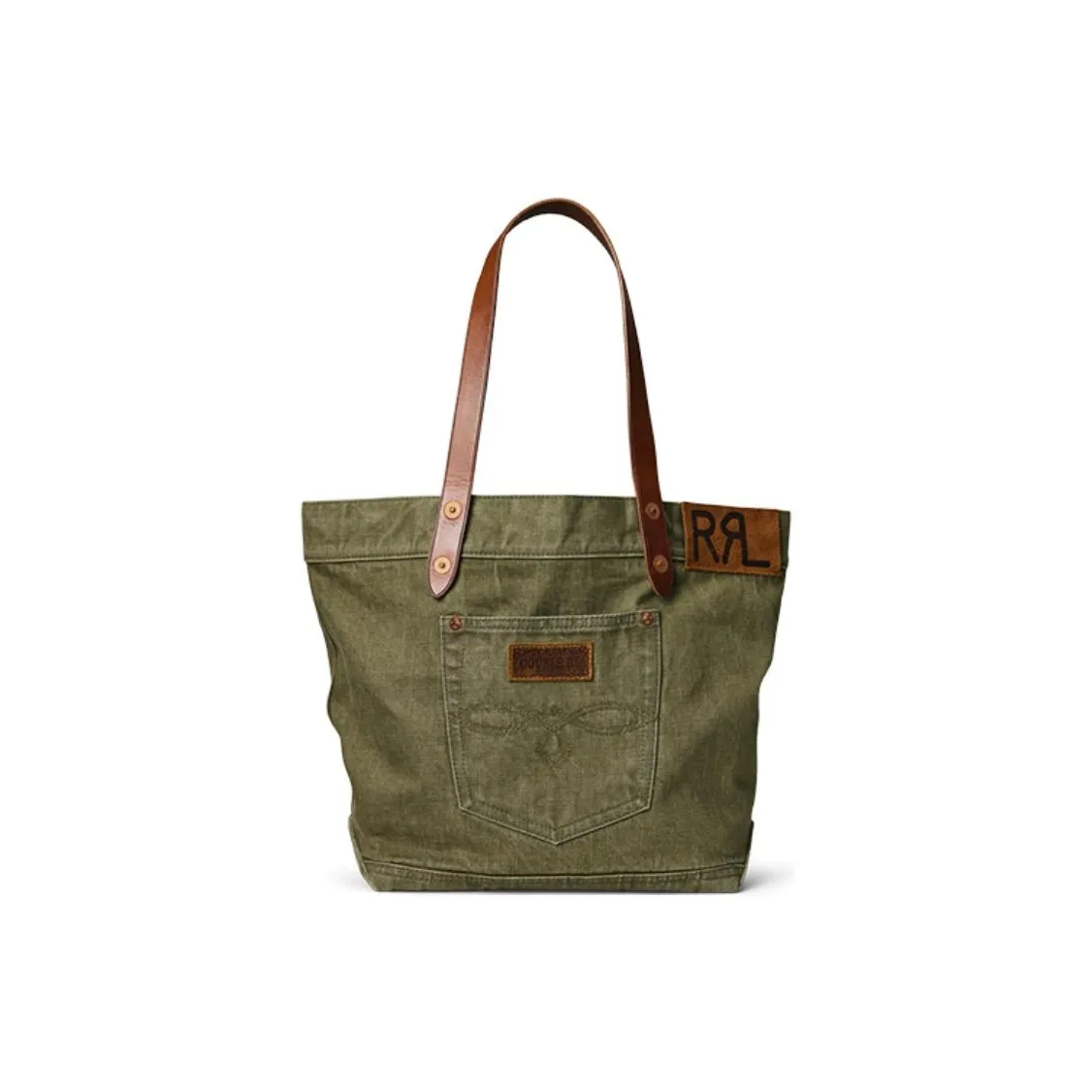 Ralph Lauren Fabric Tote Bag Shopping Bag Handbag Shoulder Bag Men's Olive Green