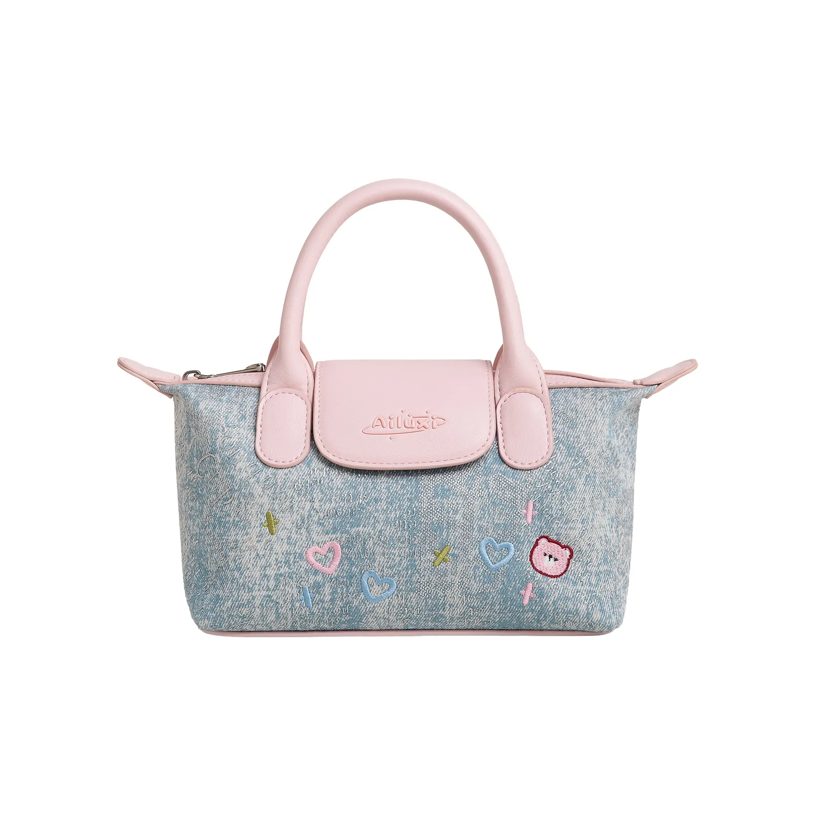 AILUXI Fabric Dumpling Bag Handbag, Crossbody Bag Women's Denim Blue