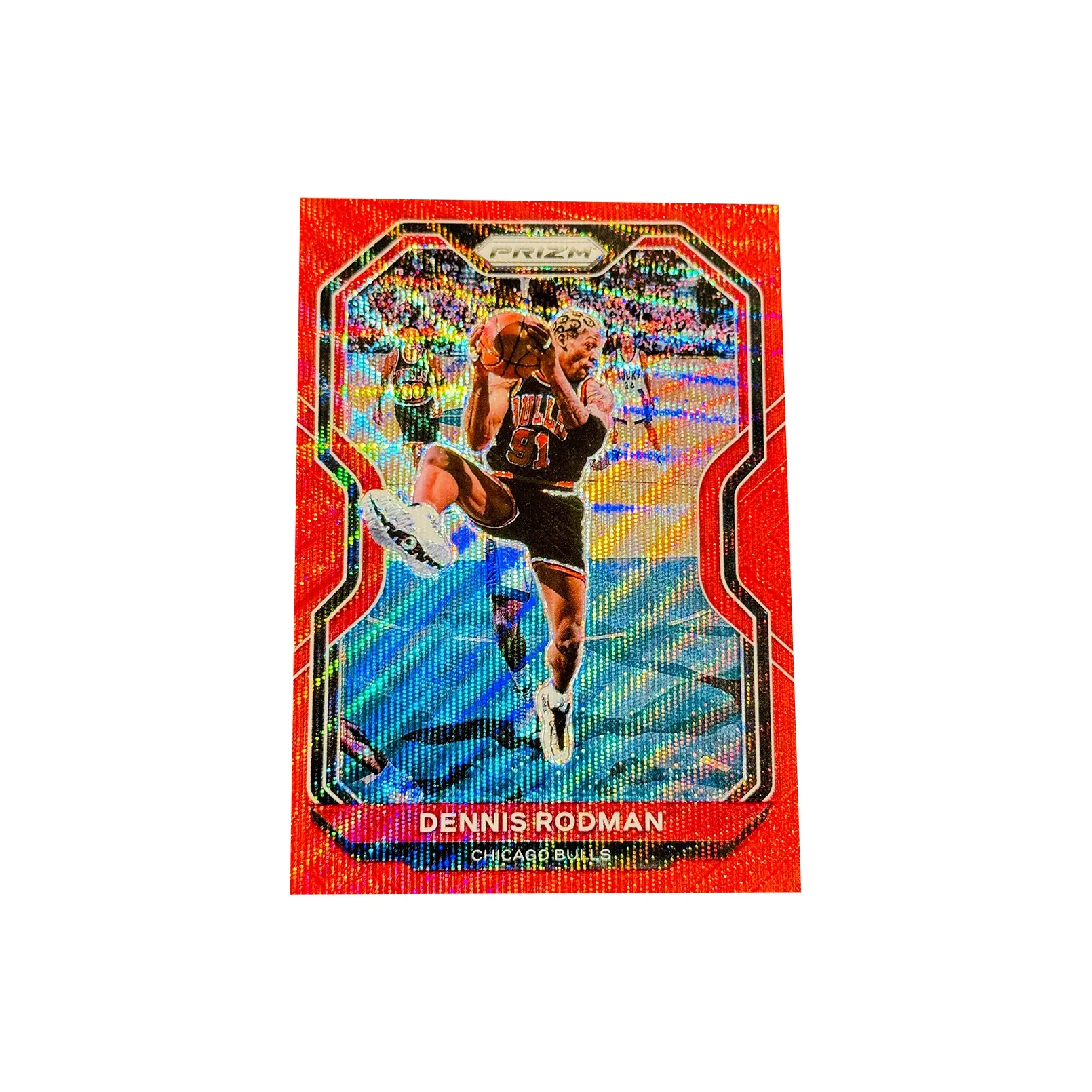 PANINI Prizm Collection, Chicago Bulls, Dennis Rodman, Red Ripple Fold, Rare Card, Mint Condition Sports Cards 1 Pc