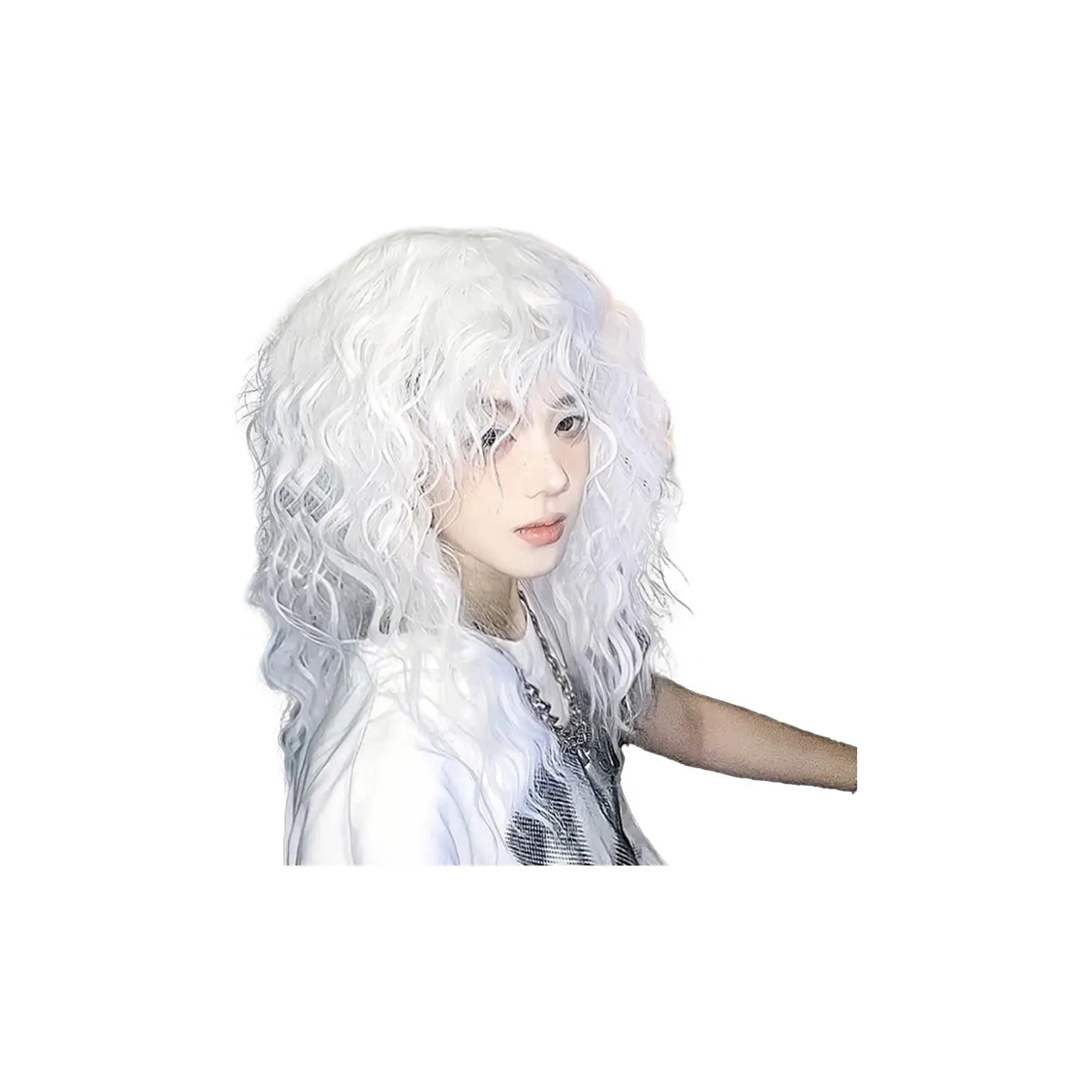 GLUNA Белый Волосы COVER Для Женских с Короткими волосами Полная Обертка для головы Средняя длина (размер в длину) Западный Готический Культурный Шерстяной завиток