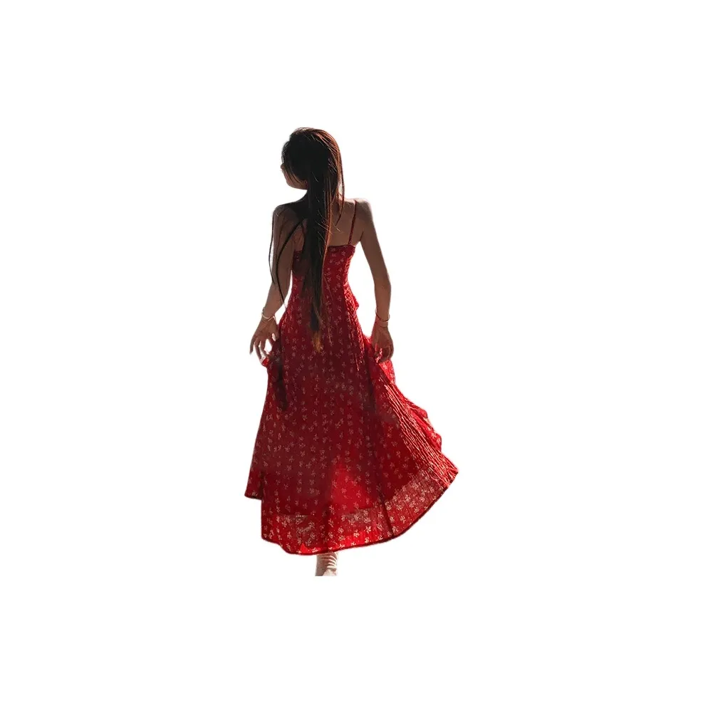 Oudifu Slip Dresses Women's Red