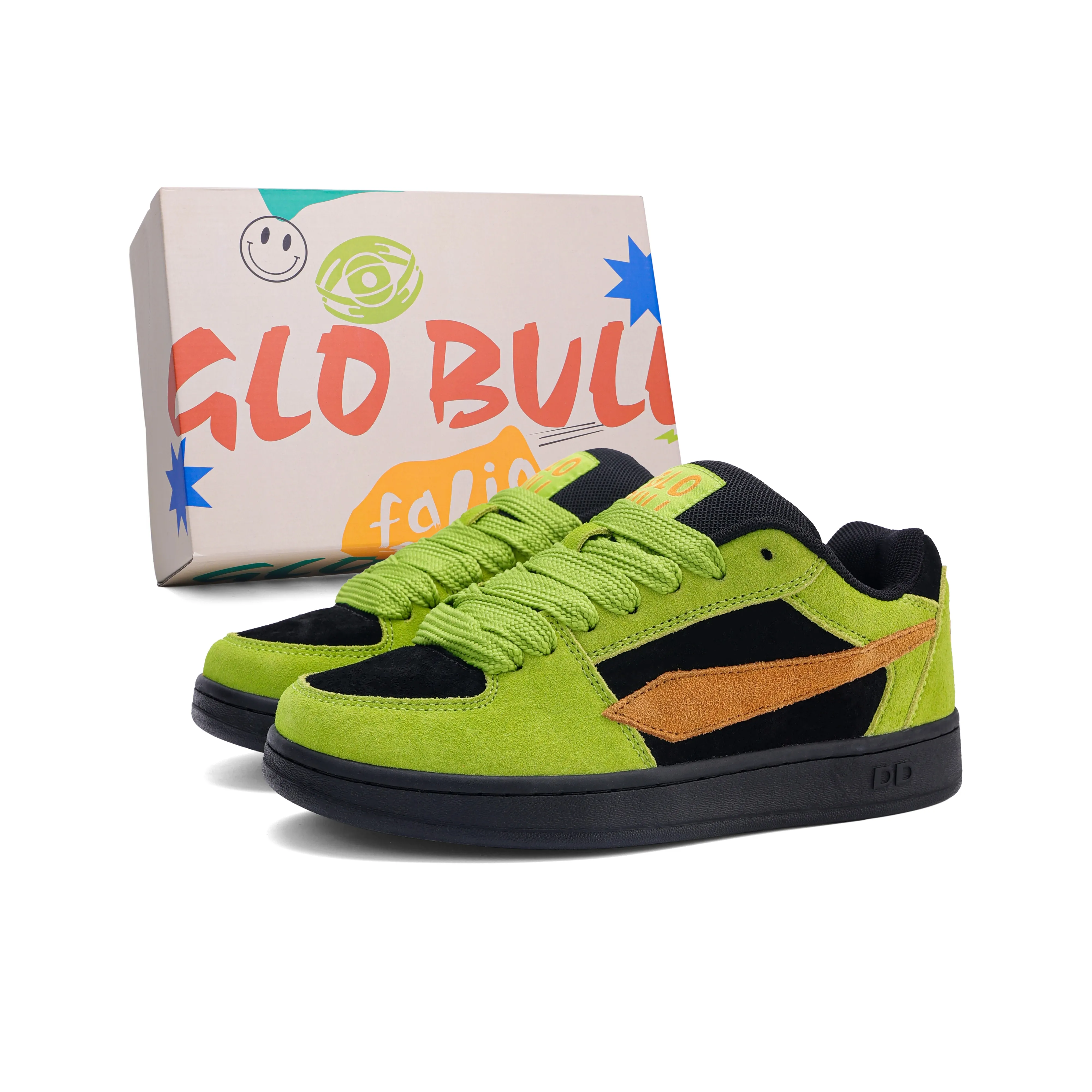 GLO BULL Скейтборд Кроссовки Низкие Черные Неоновый Зеленый Унисекс